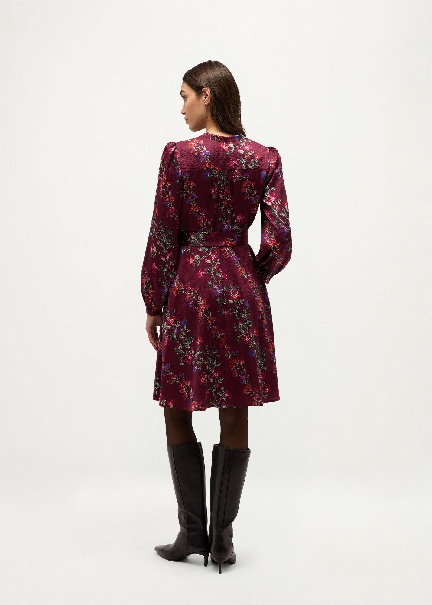 Fatima Textured Satin Mini Dress, Plum Multi, hi-res