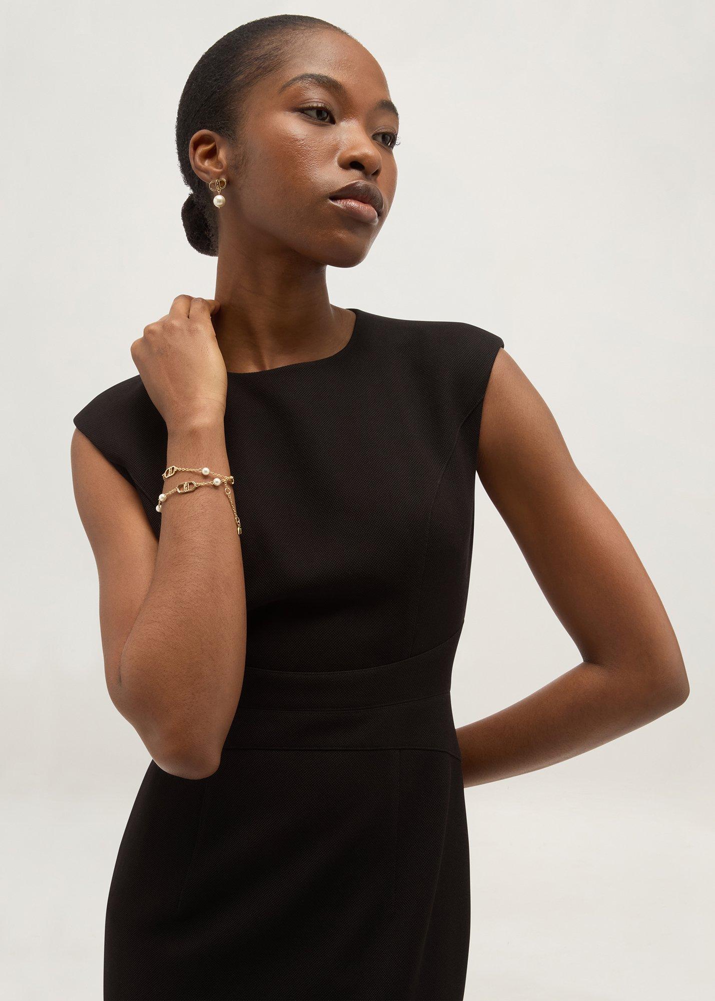 Petite Lea Pique Dress, Black, hi-res