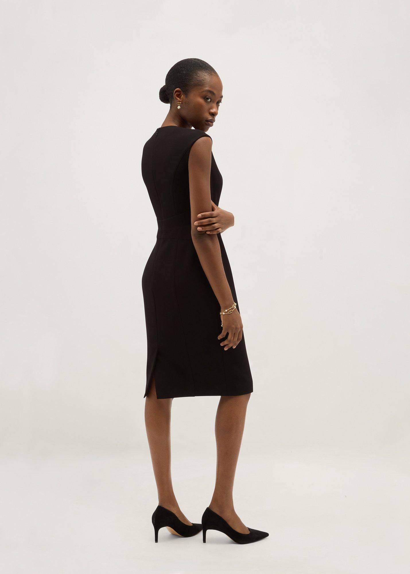 Petite Lea Pique Dress, Black, hi-res