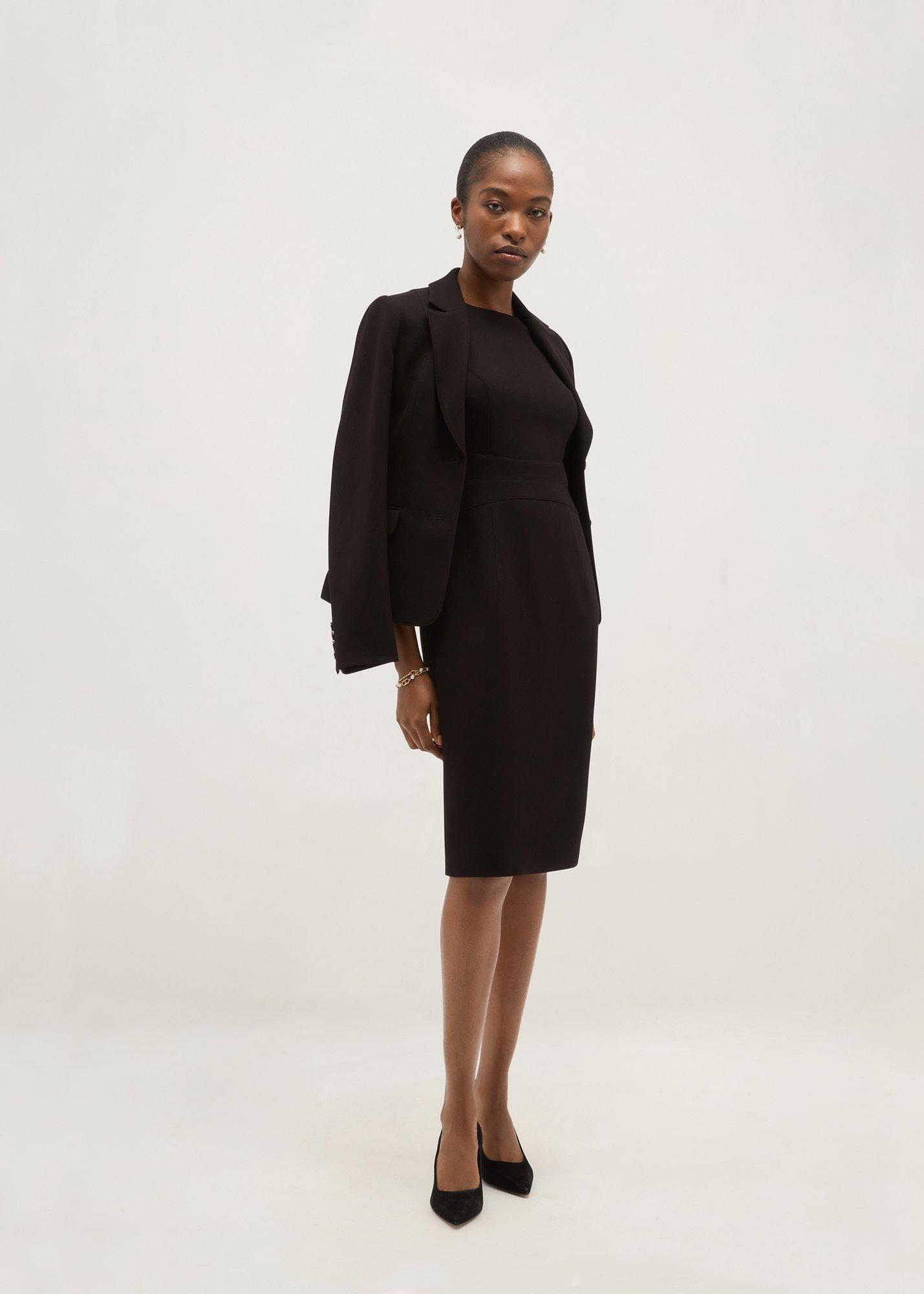 Petite Lea Pique Dress, Black, hi-res