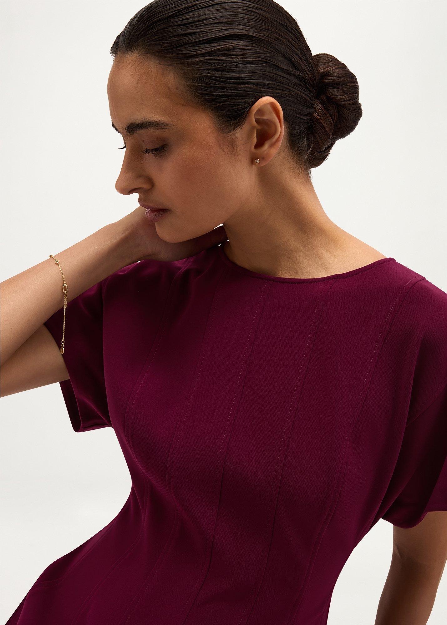Melina Seam Detail Dress, Warm Plum, hi-res