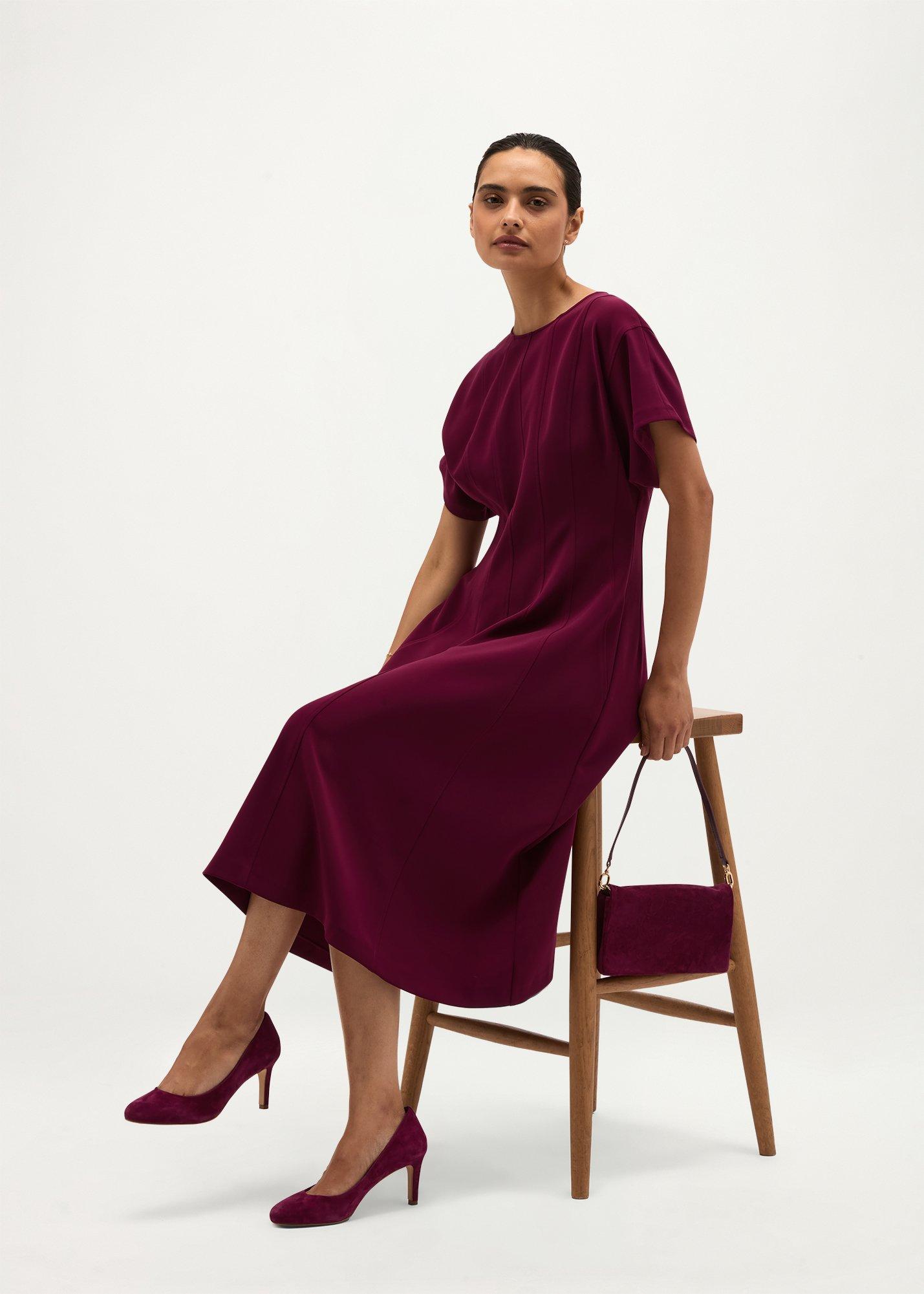 Melina Seam Detail Dress, Warm Plum, hi-res