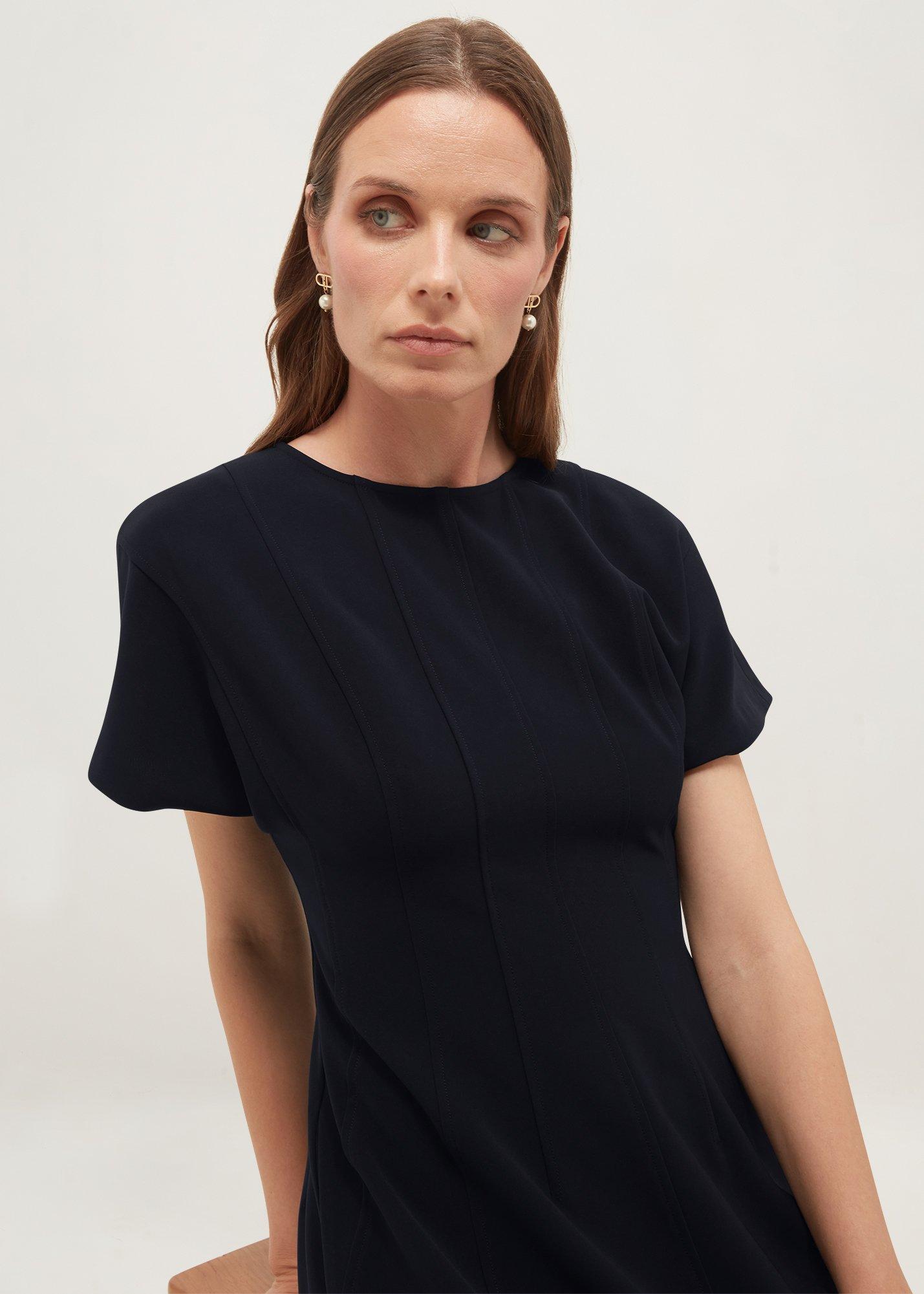 Petite Melina Seam Detail Dress, Navy, hi-res