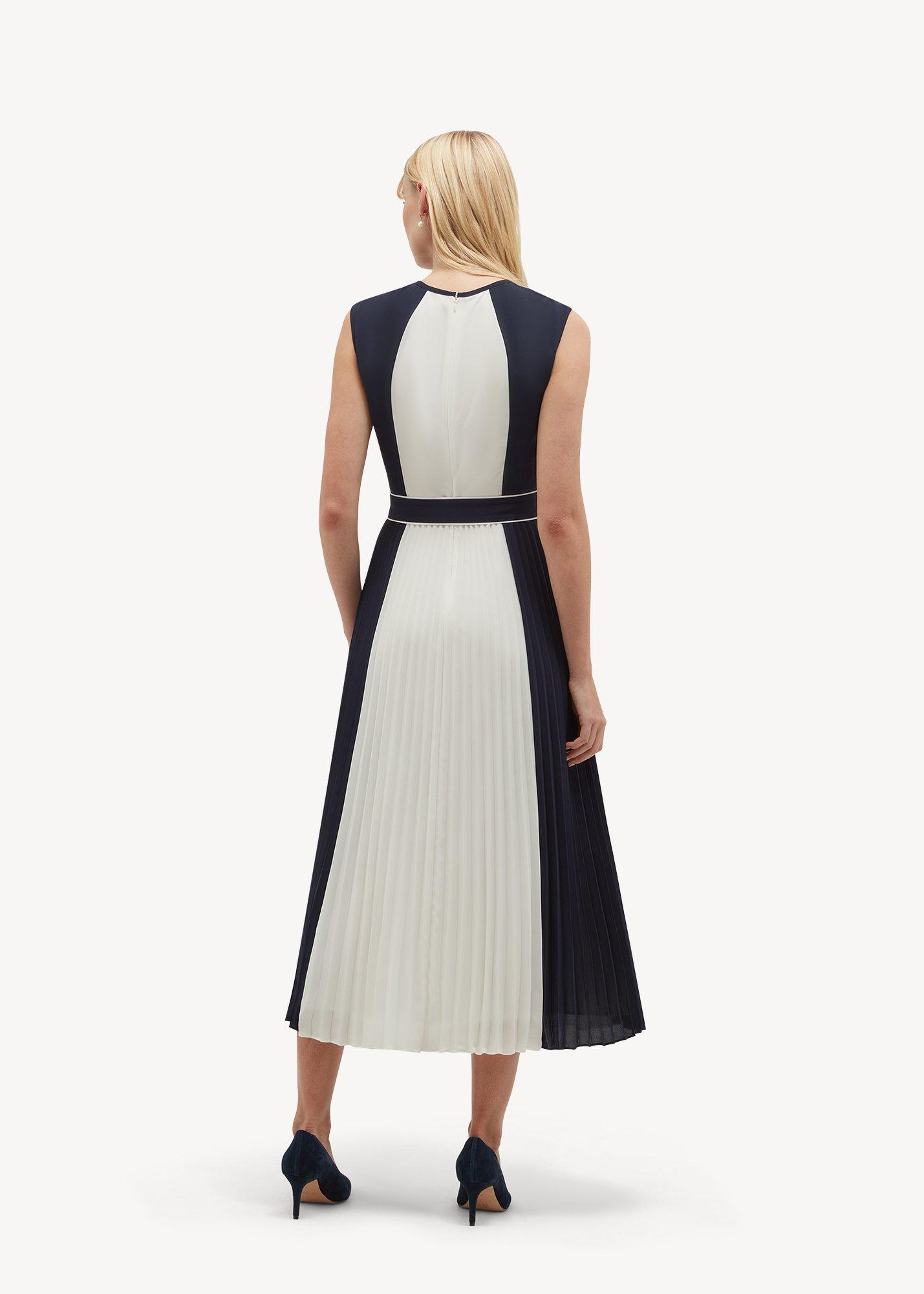 Hattie Pleated Colourblock Dress, Midnight Ivory, hi-res