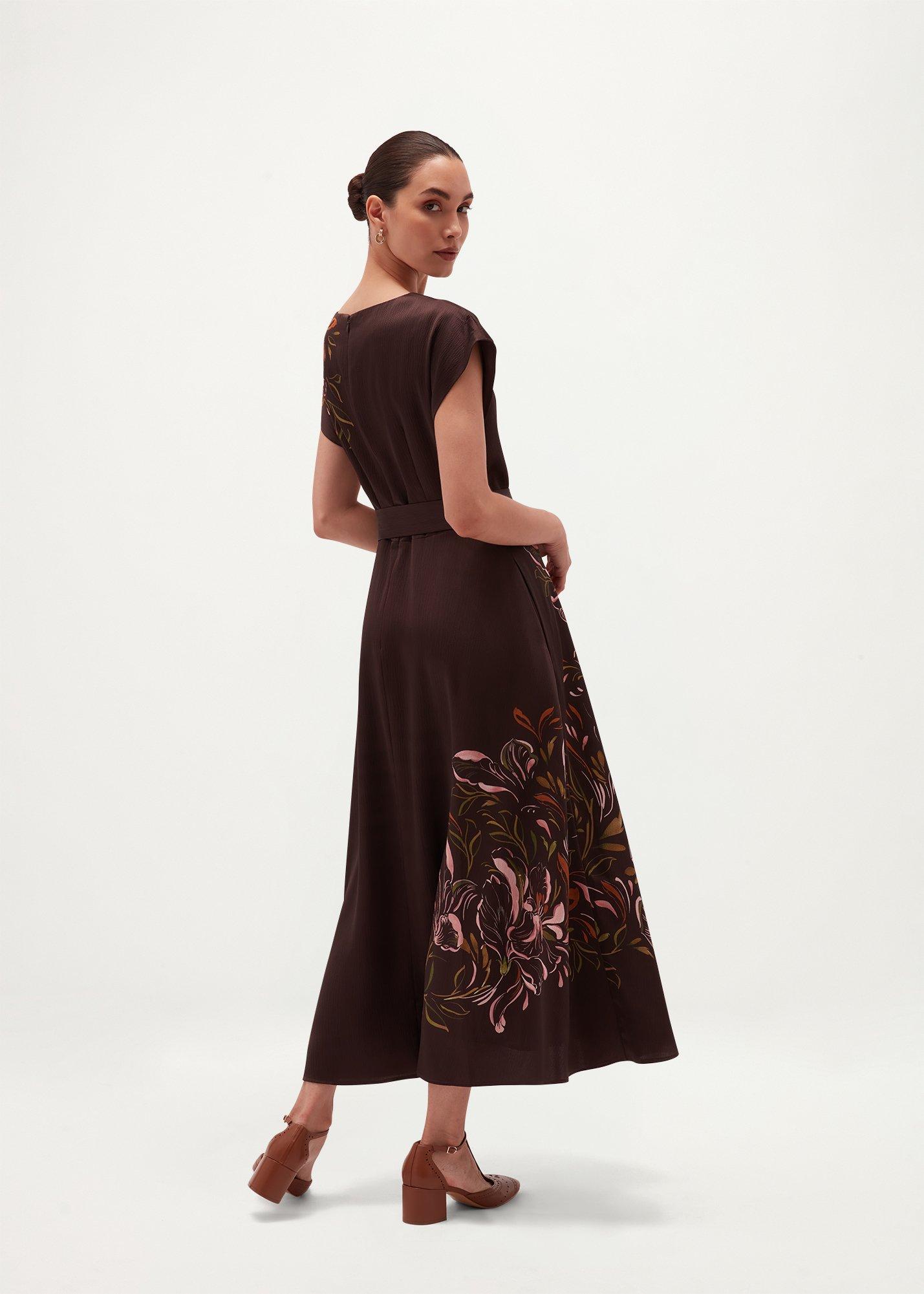 Latimer Satin Dress, Brown Multi, hi-res