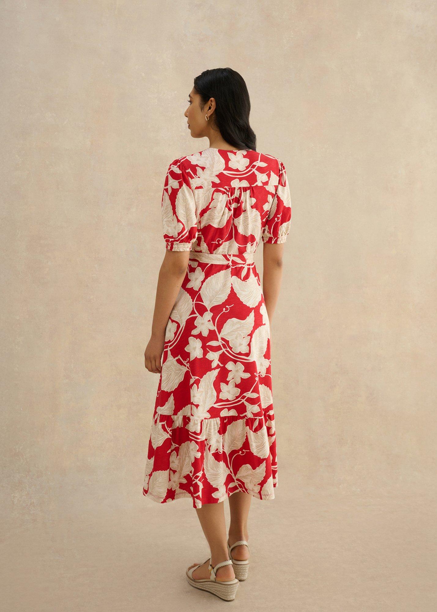 Petite Martha Jersey Dress, Red Cream, hi-res