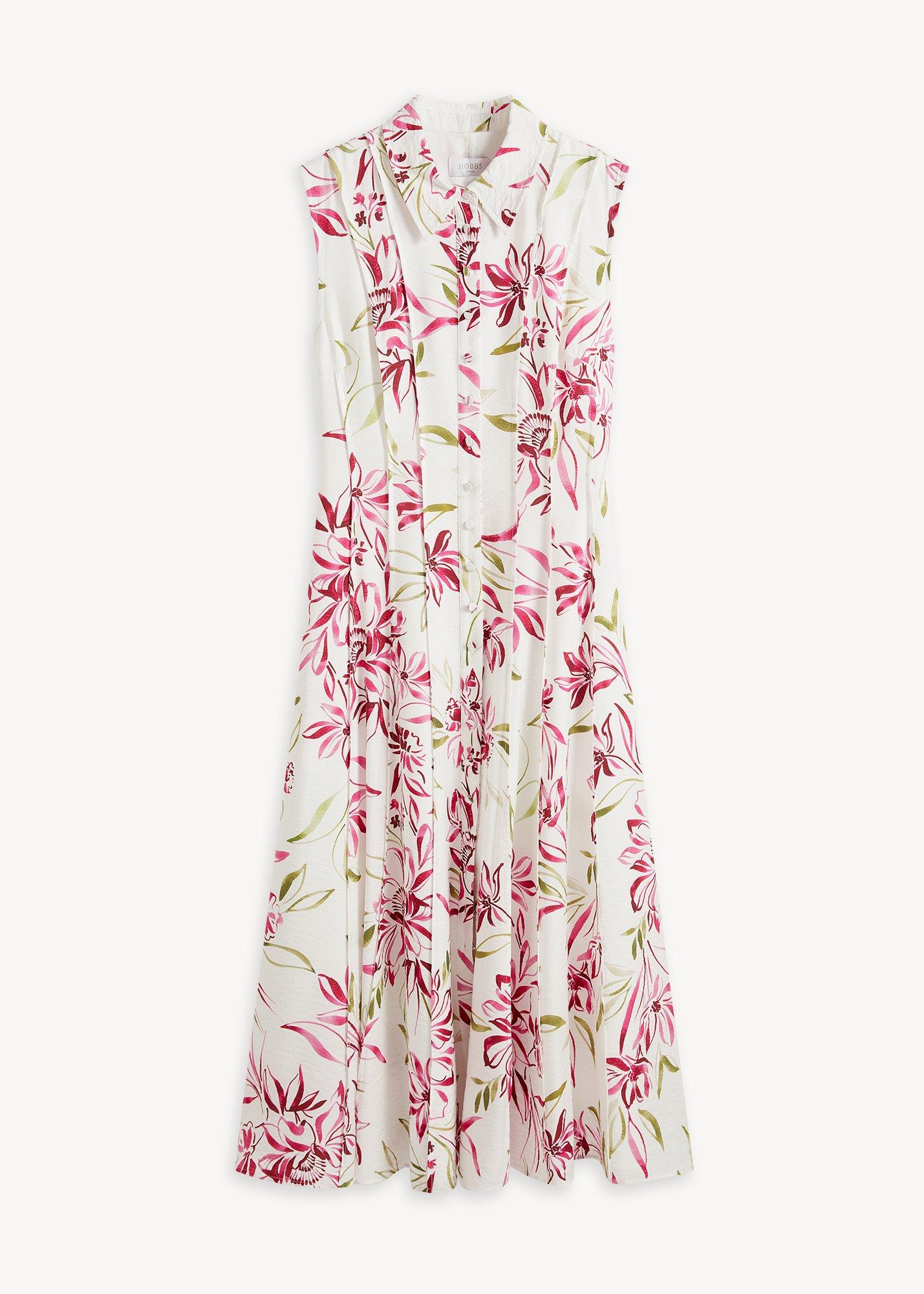 Della Button Through Shirt Dress, Ivory Multi, hi-res