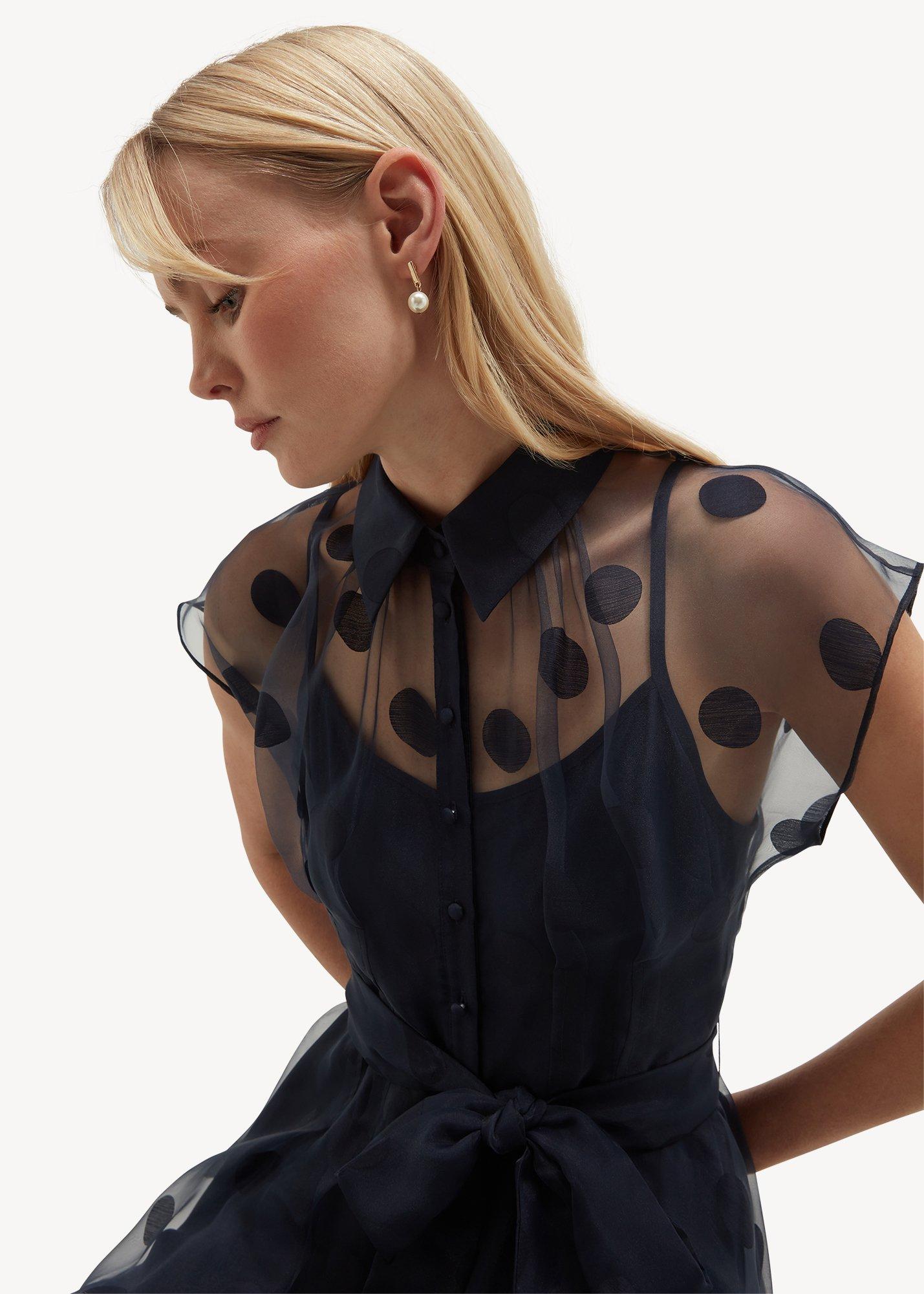 Tess Spot Shirt Dress, Midnight Navy, hi-res