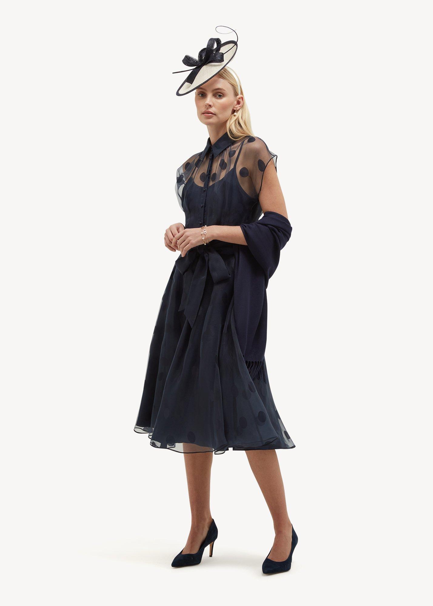 Tess Spot Shirt Dress, Midnight Navy, hi-res
