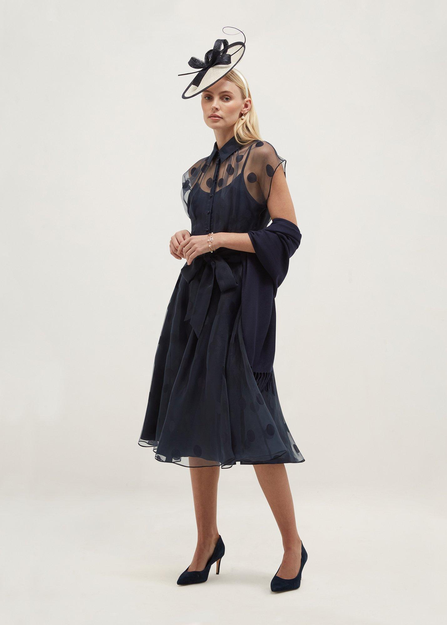 Tess Spot Shirt Dress, Midnight Navy, hi-res
