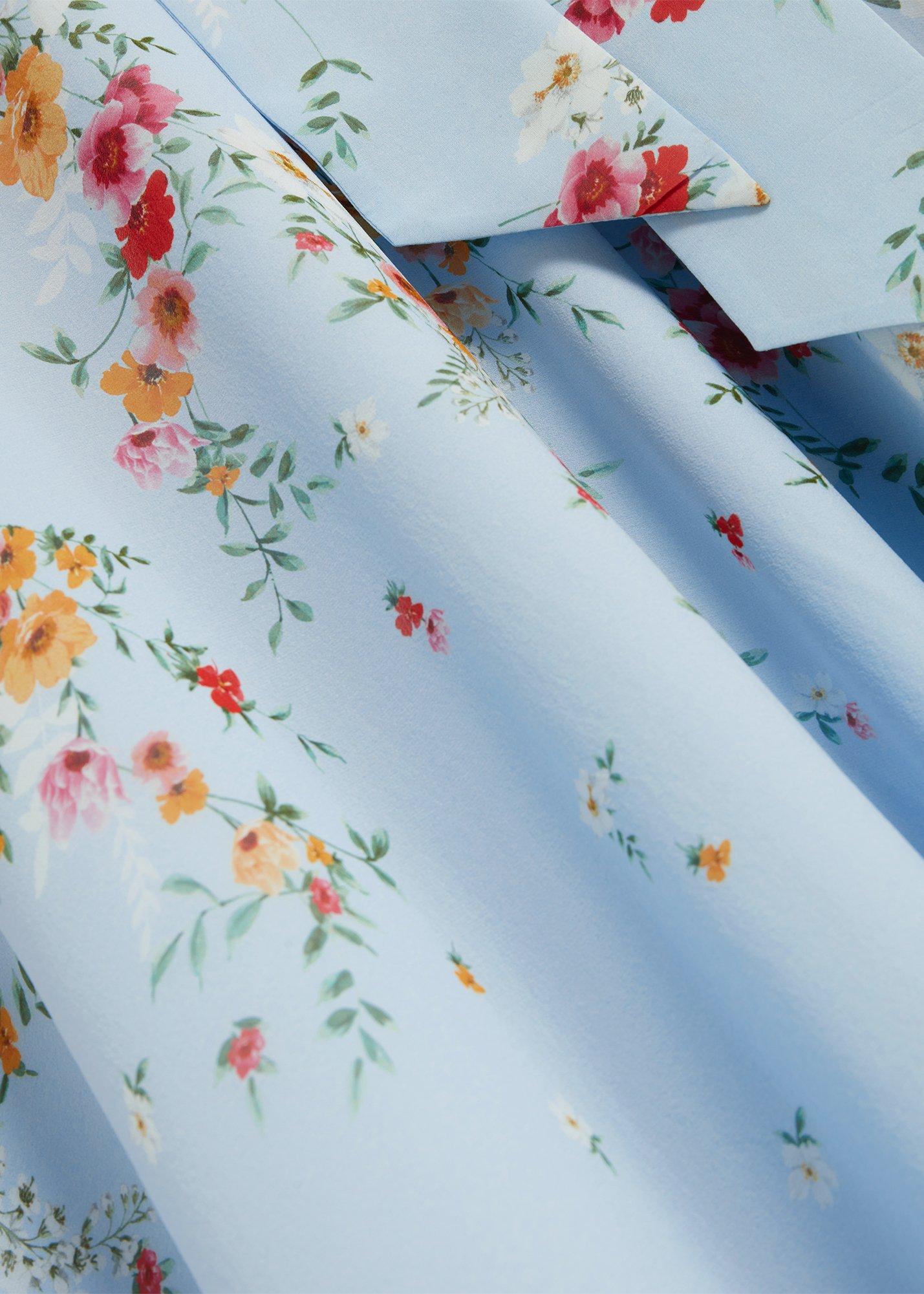 Petite Liberty Silk Floral Dress, Pale Blue Multi, hi-res