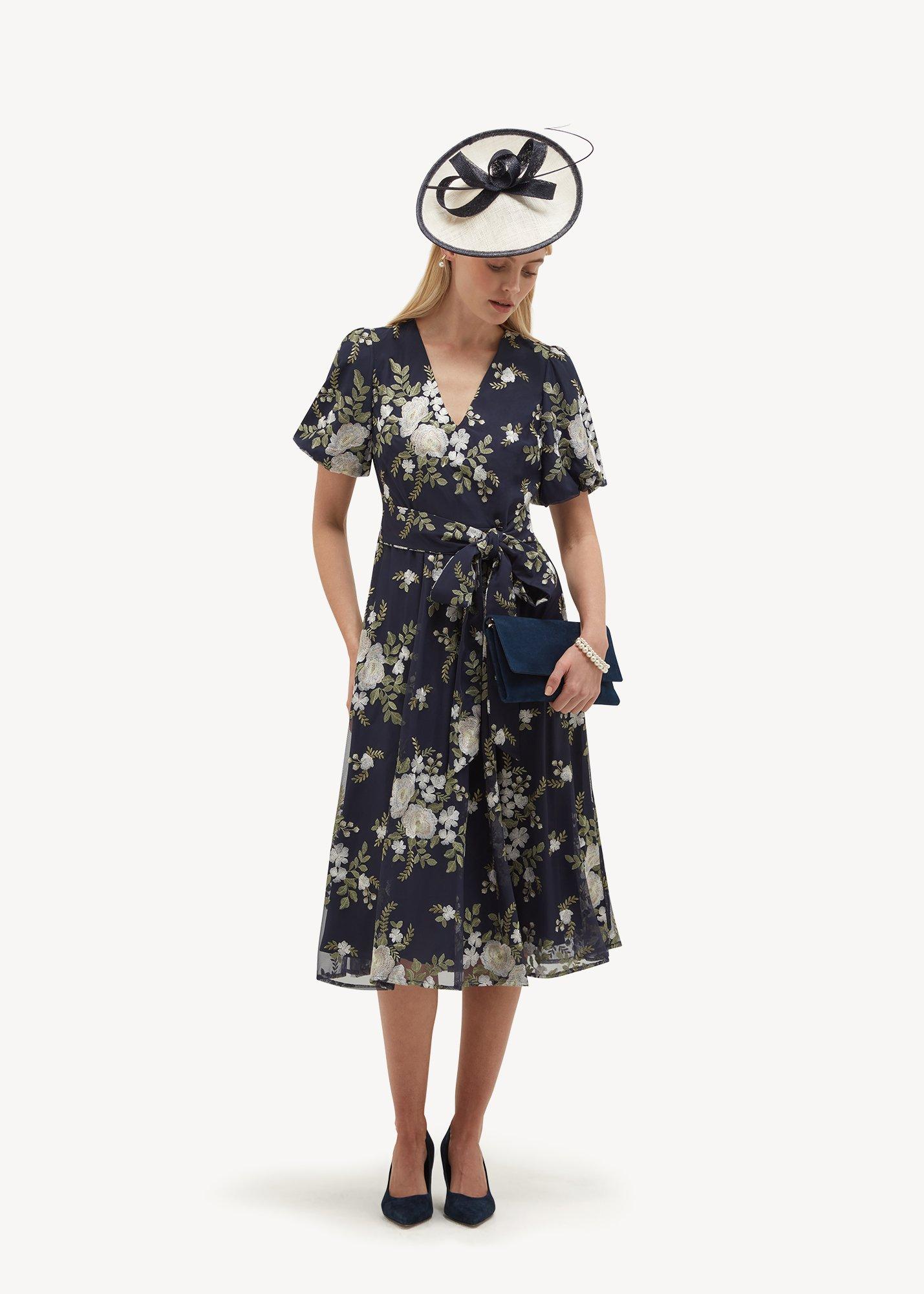Ira Embroidered Dress, Midnight Ivory, hi-res