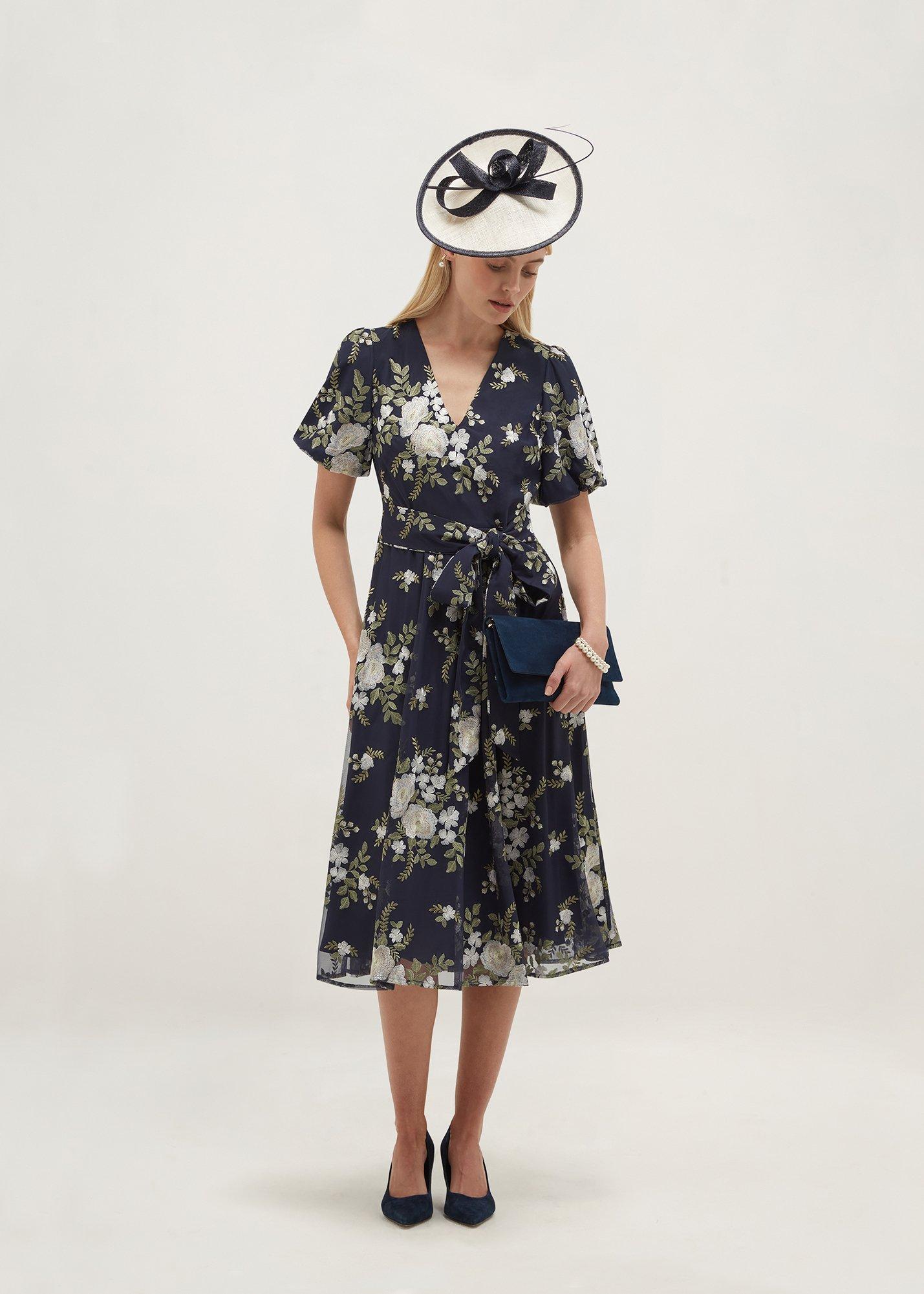 Ira Embroidered Dress, Midnight Ivory, hi-res