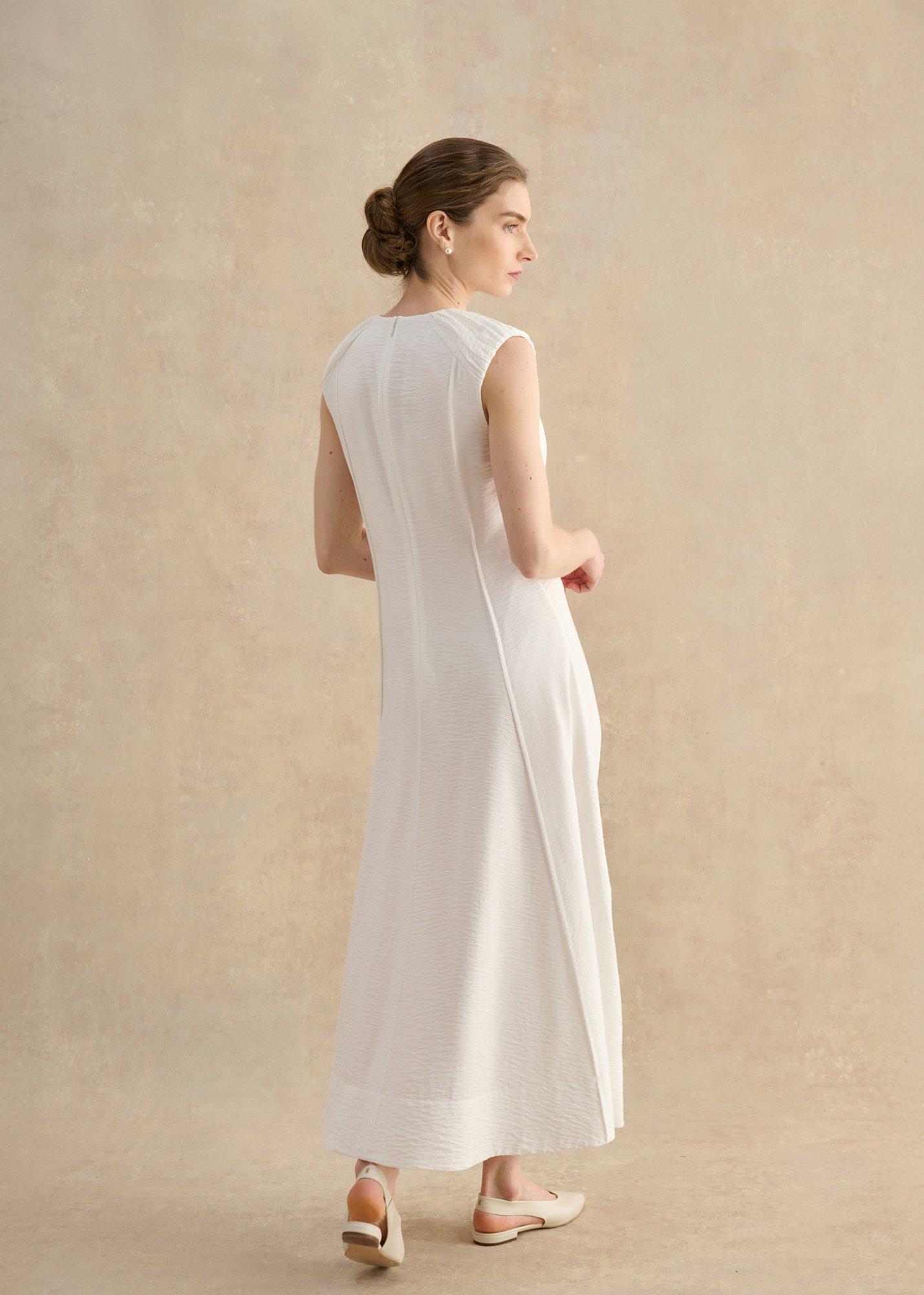 Elida Button Through Dress, Ivory, hi-res