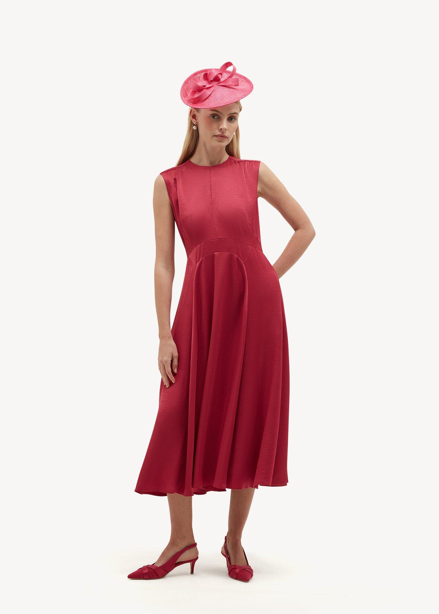Isobel Textured Satin Dress, Mulberry Pink, hi-res