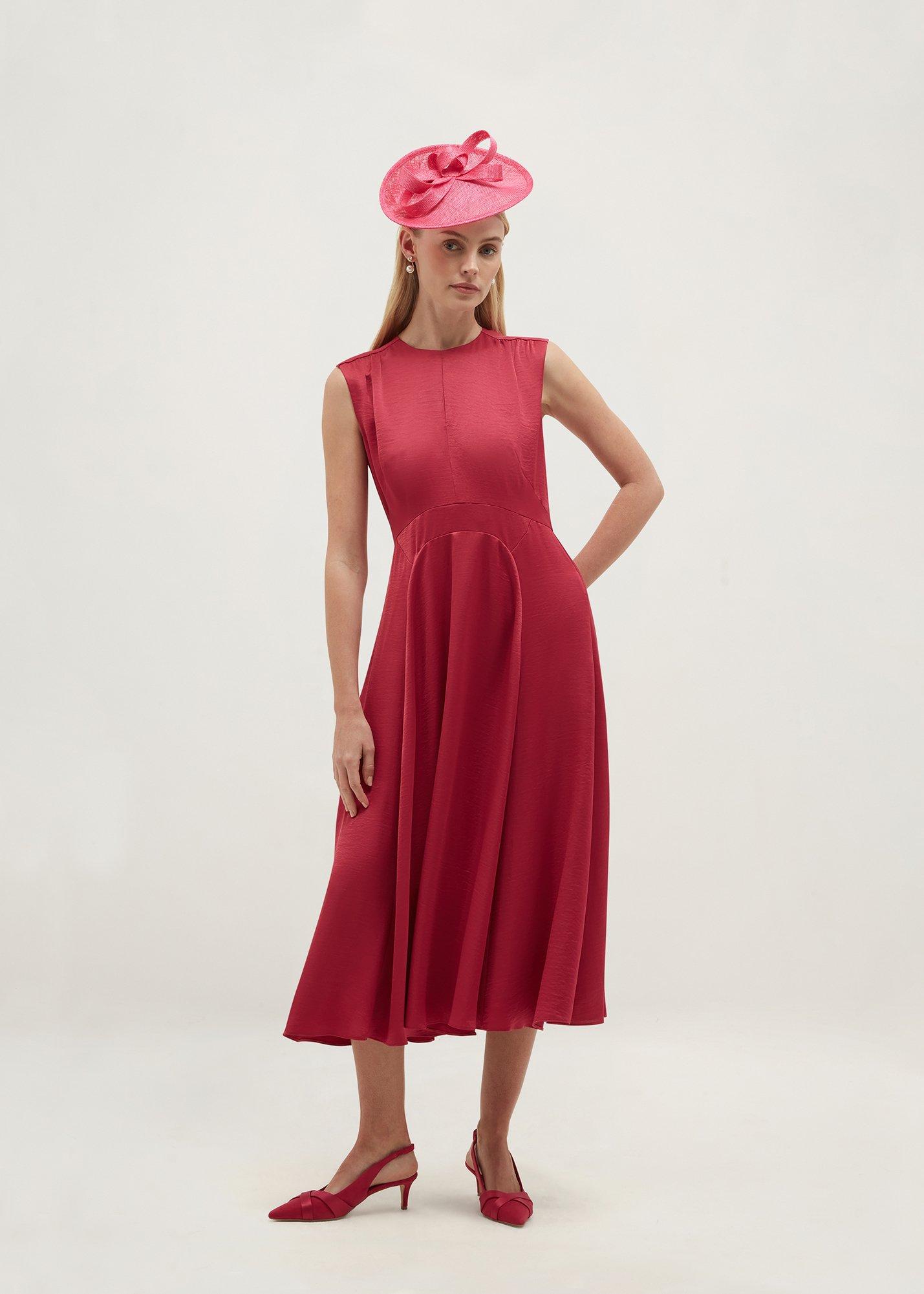 Isobel Textured Satin Dress, Mulberry Pink, hi-res