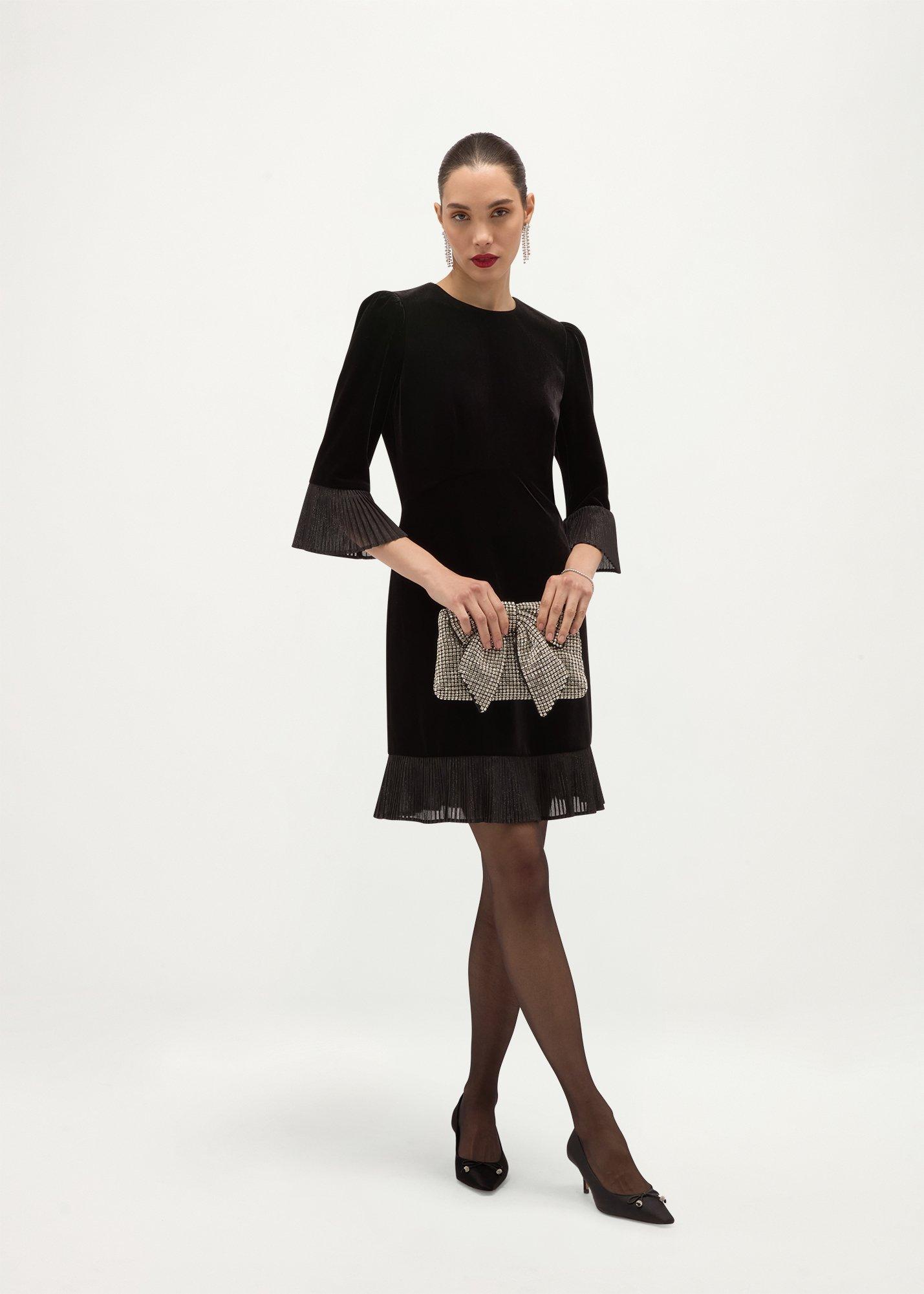 Ashley Velvet Mini Dress, Black, hi-res