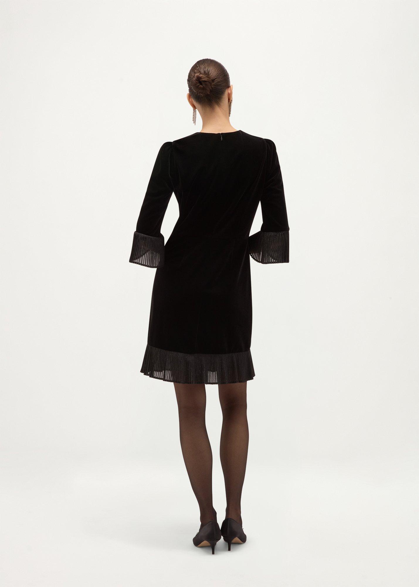 Petite Ashley Velvet Mini Dress, Black, hi-res