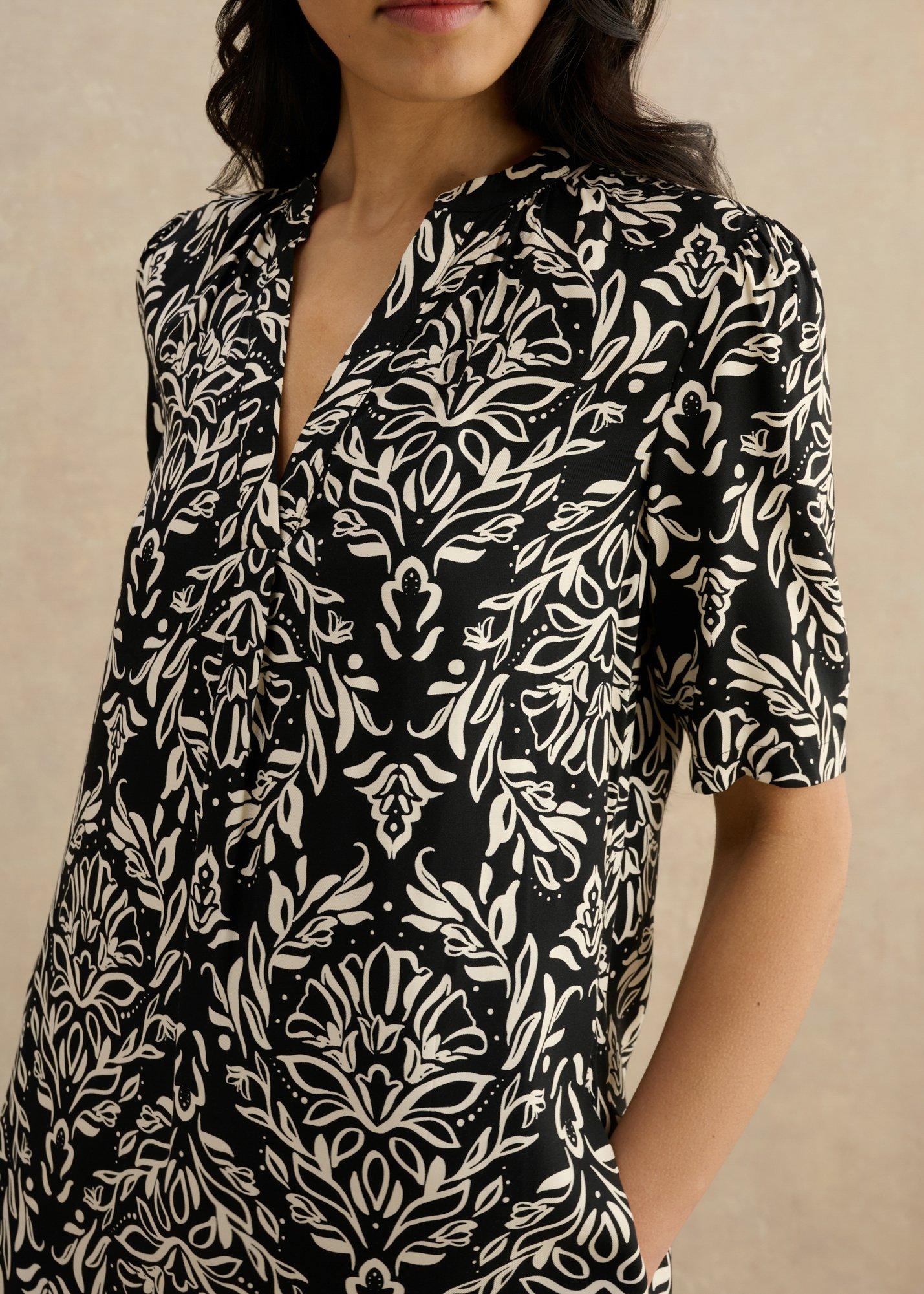 Lucille Tunic Dress, Black Cream, hi-res