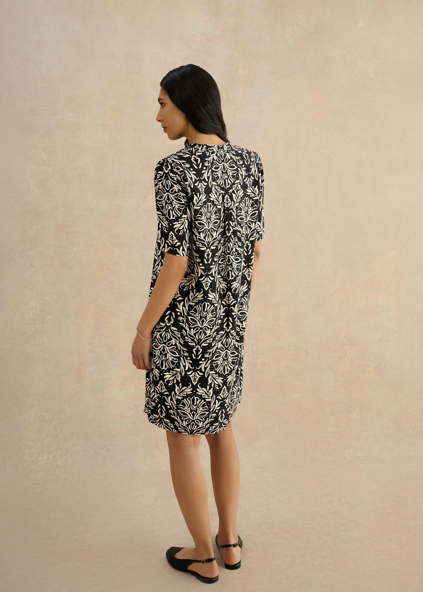 Lucille Tunic Dress, Black Cream, hi-res