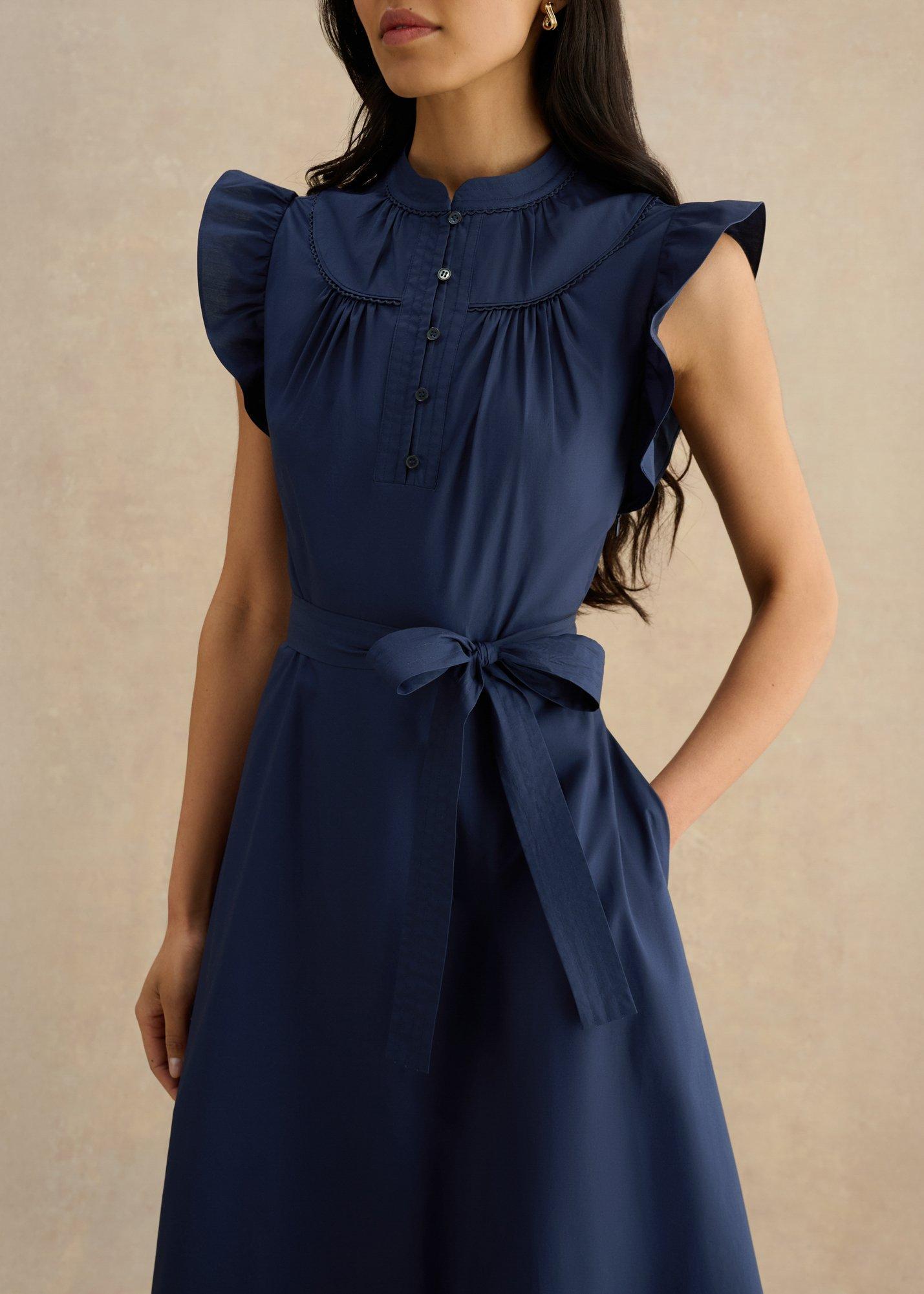 Karina Cotton Dress, True Navy, hi-res