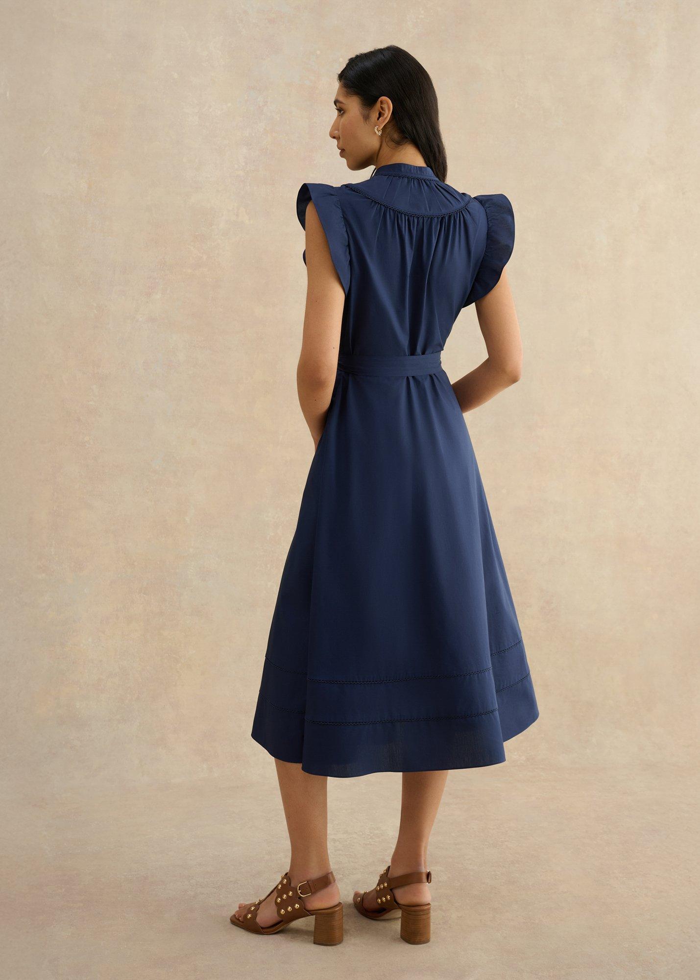 Karina Cotton Dress, True Navy, hi-res