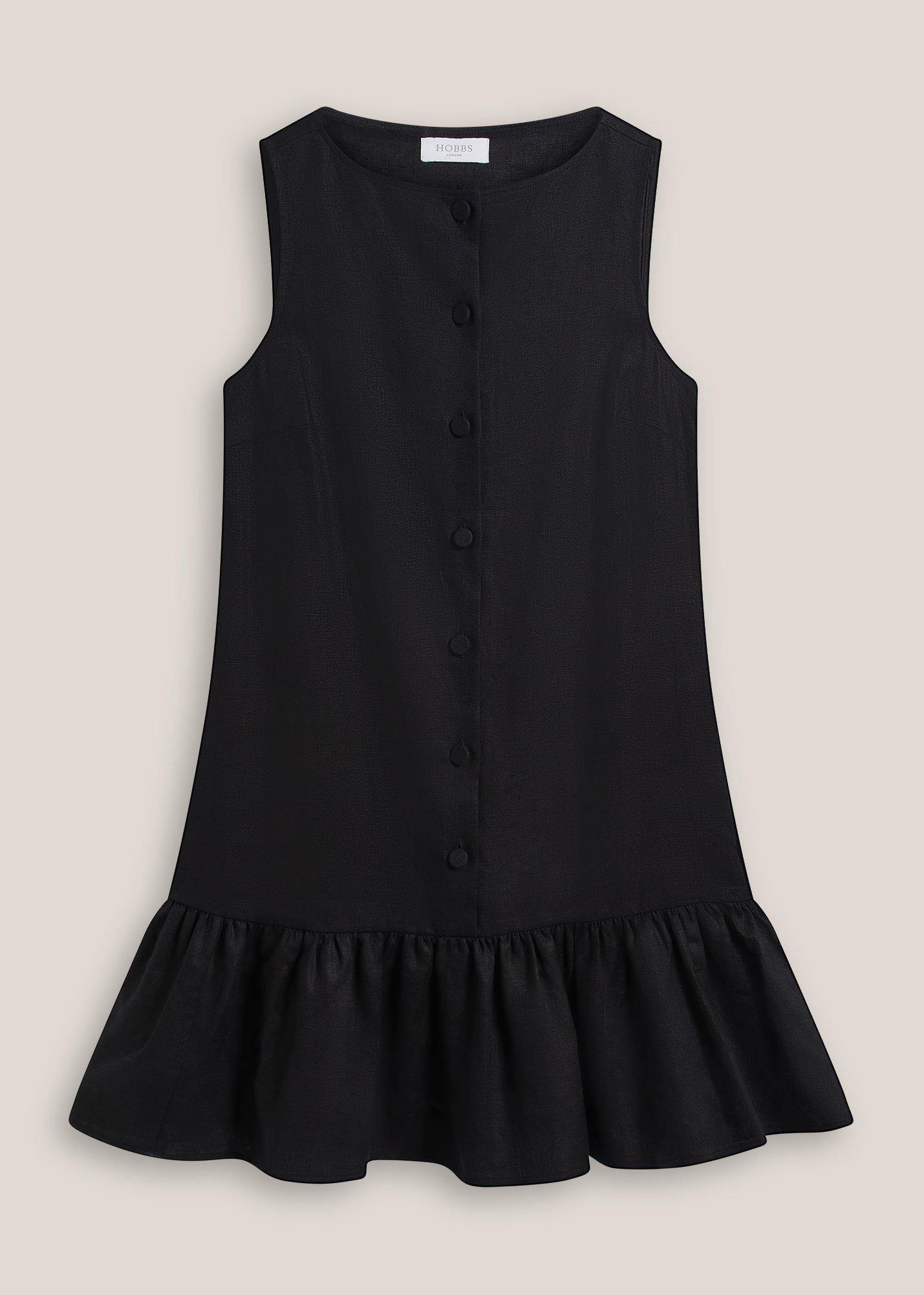 Ilana Linen Dress, Black, hi-res