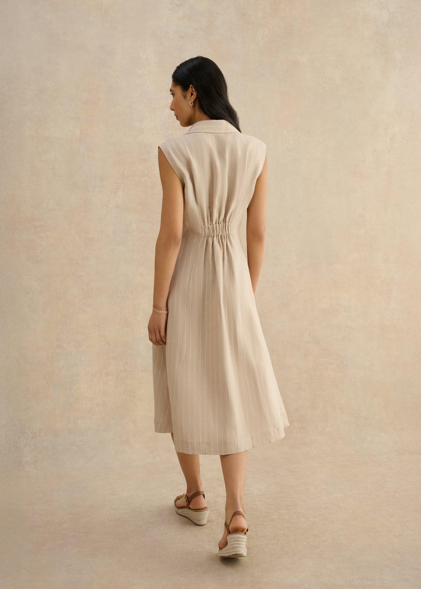 Petite Charlize Linen Dress, Neutral, hi-res