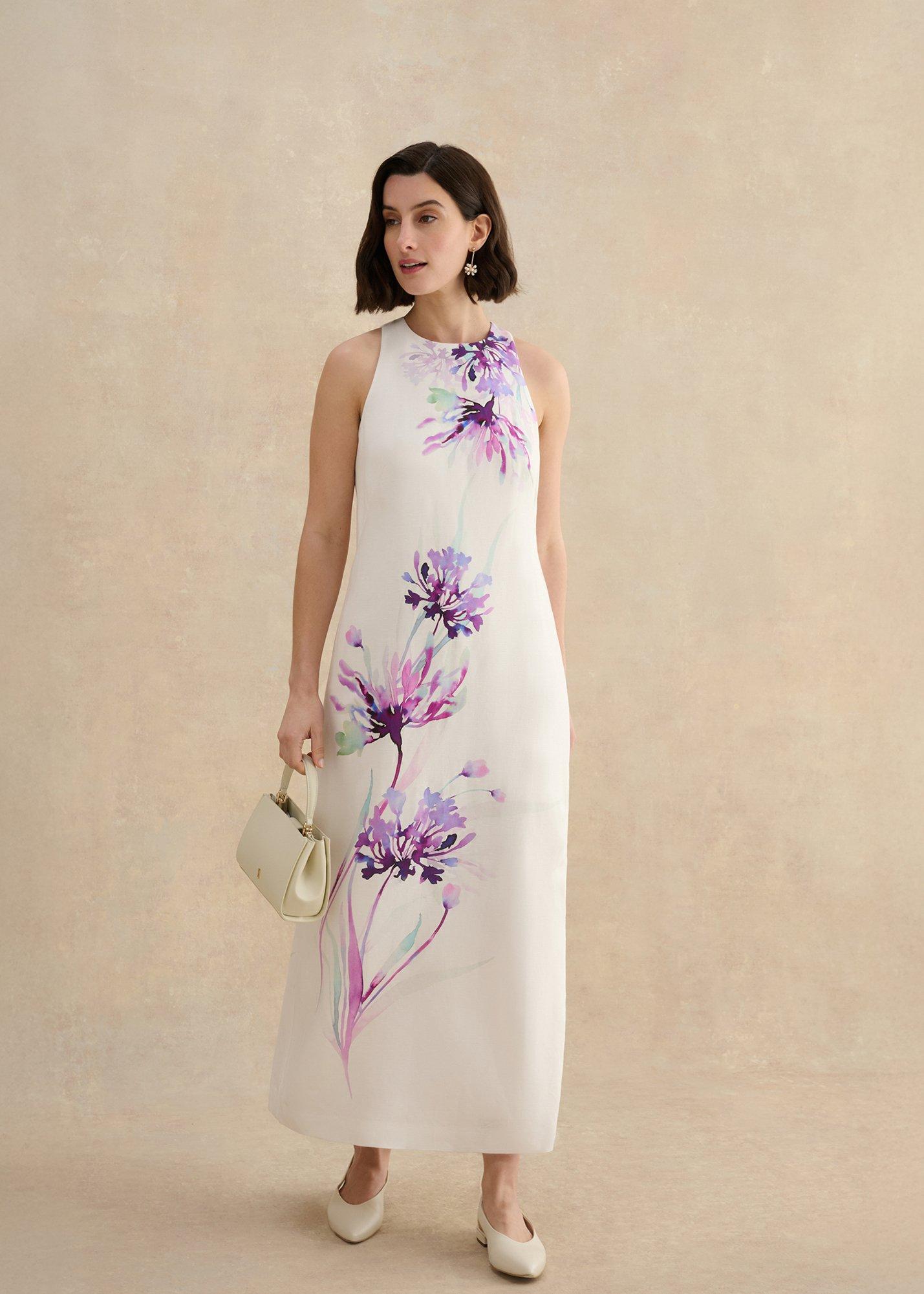 Honourly Floral Column Dress, Ivory Multi, hi-res