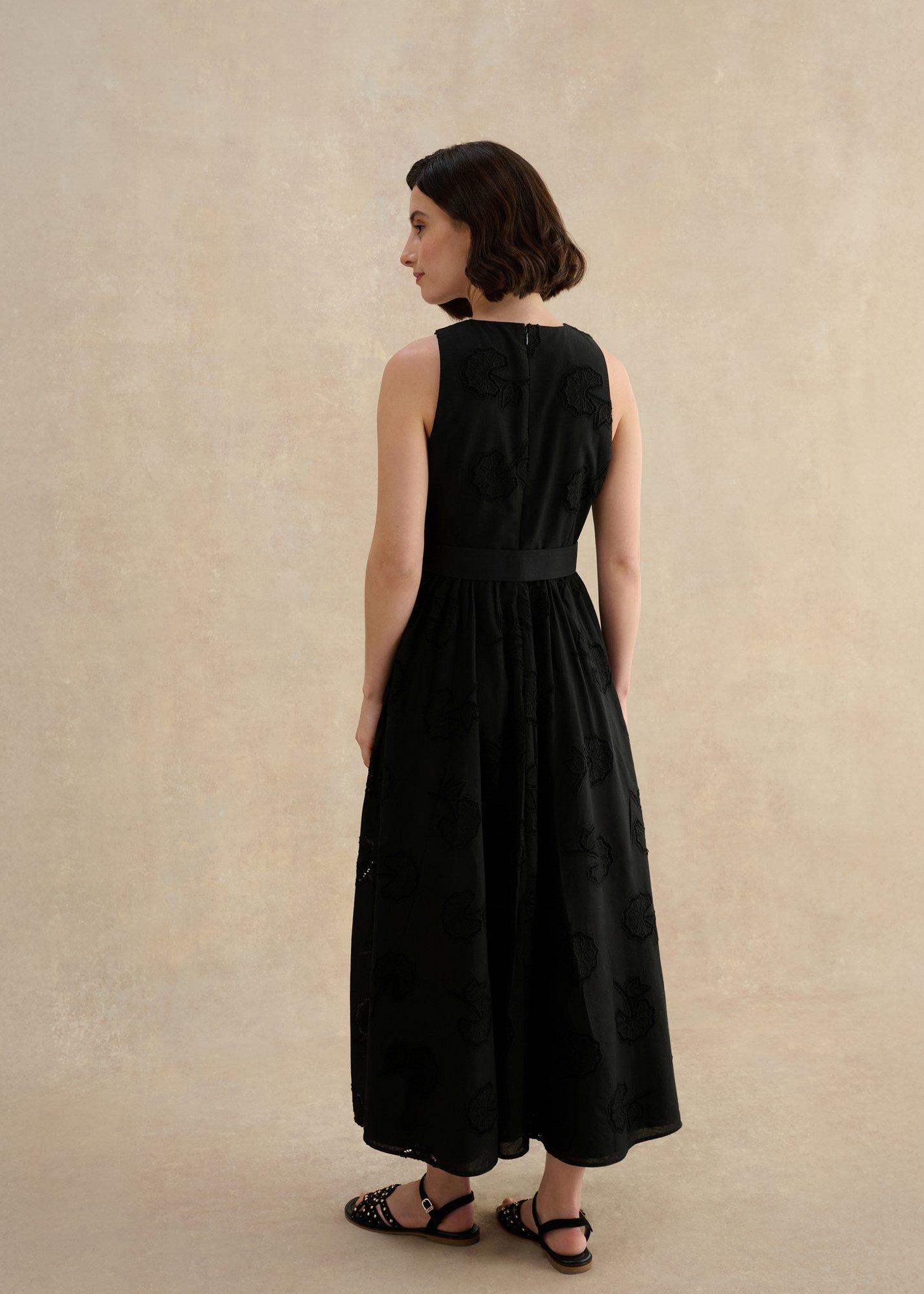 Attingham Cotton broderie Dress , Black, hi-res