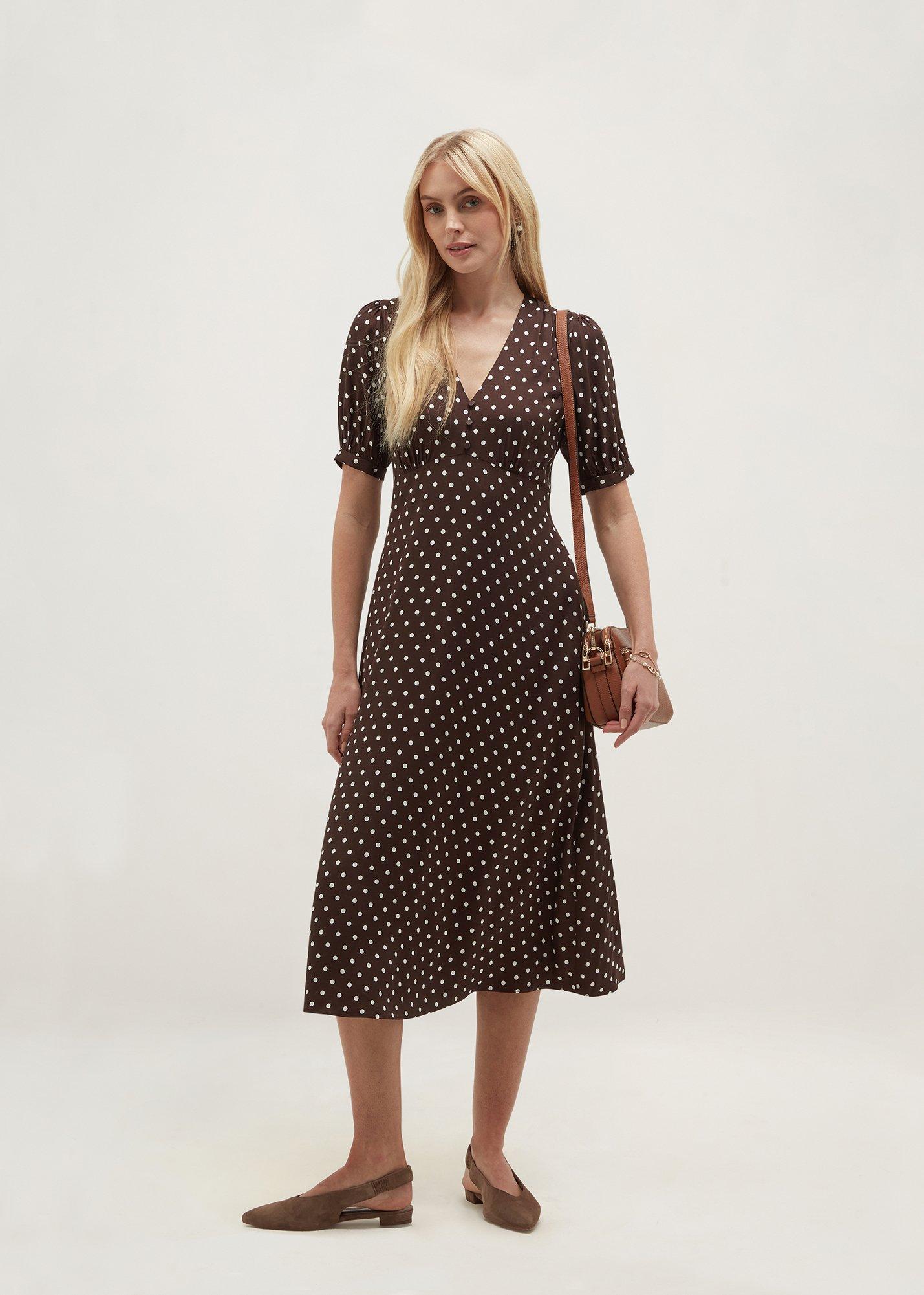 Freya Dress, Brown Ivory, hi-res