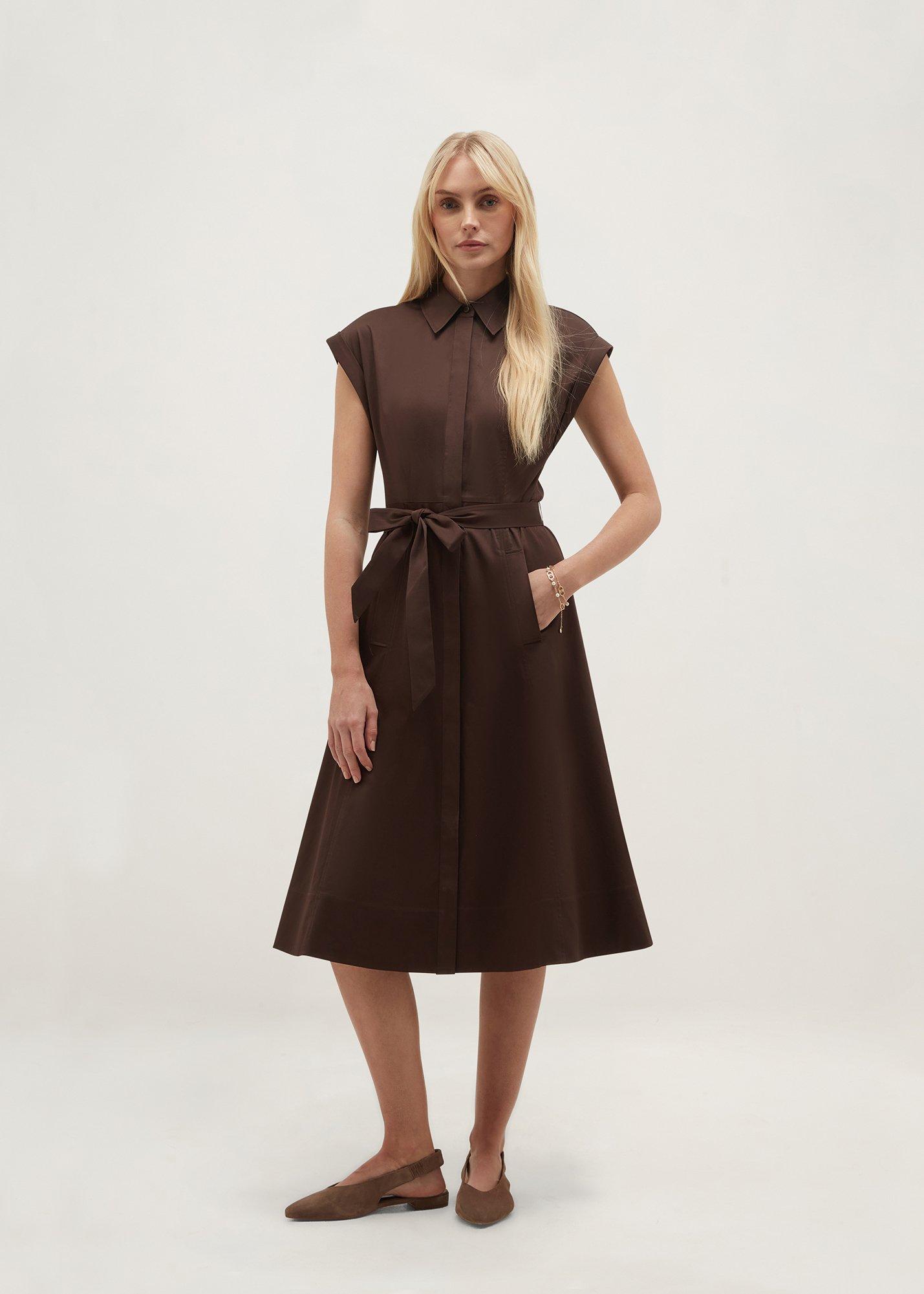 Kristen Shirt Dress, Alder Brown, hi-res