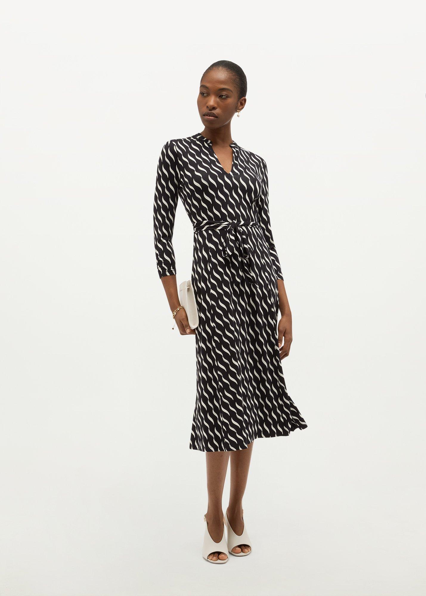 Theodora  Jersey Dress, Navy Ivory, hi-res