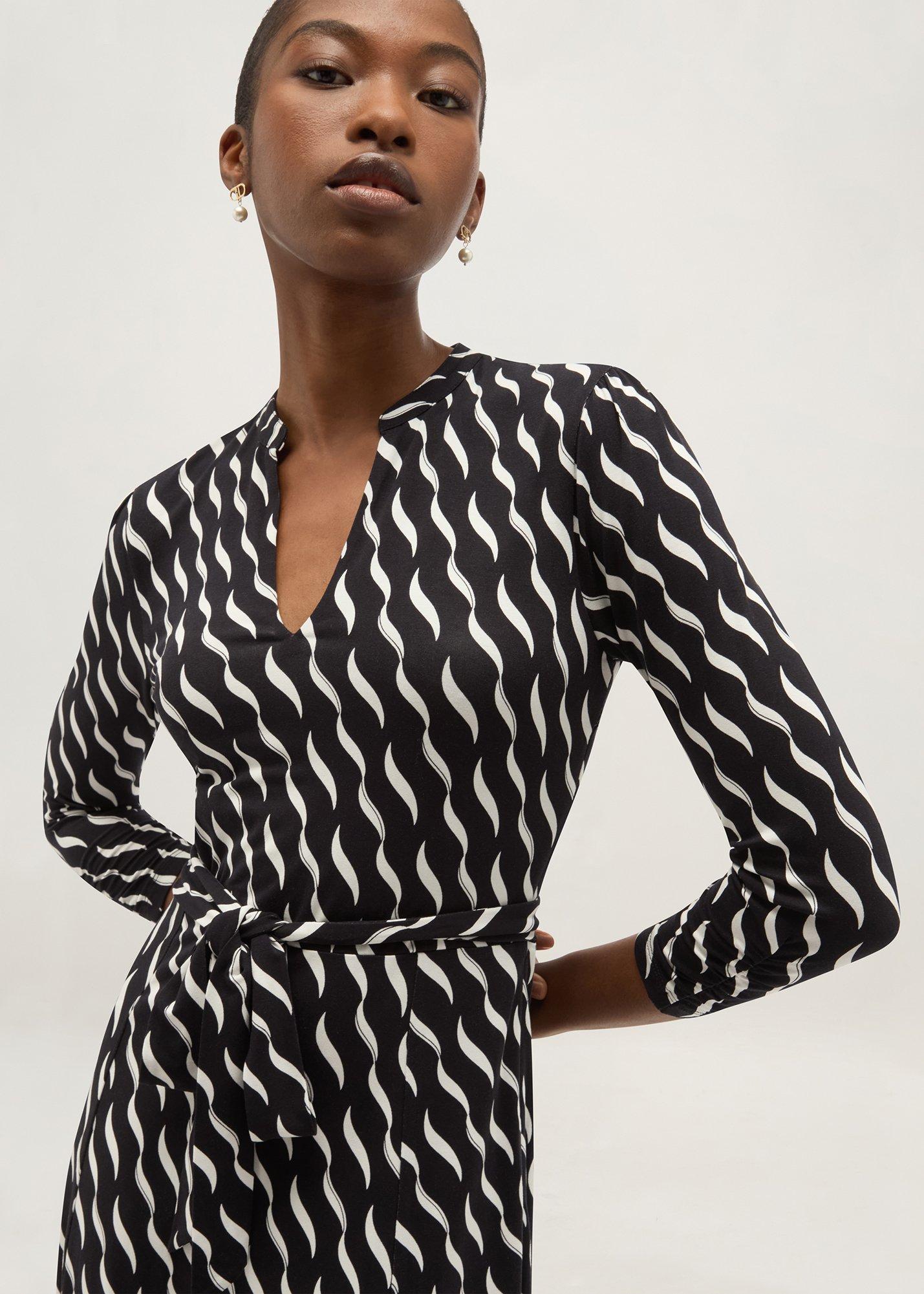 Petite Theodora Jersey Dress, Navy Ivory, hi-res