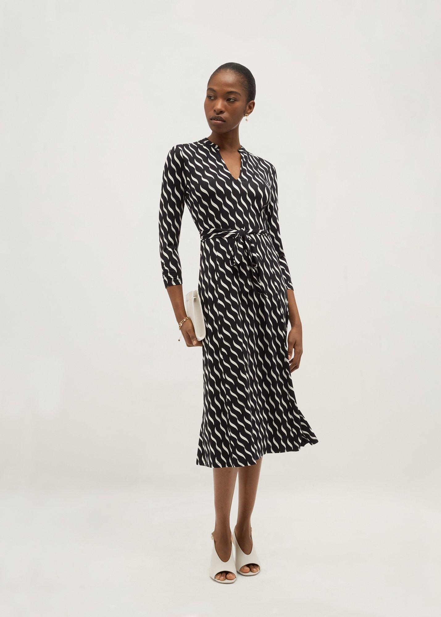Petite Theodora Jersey Dress, Navy Ivory, hi-res