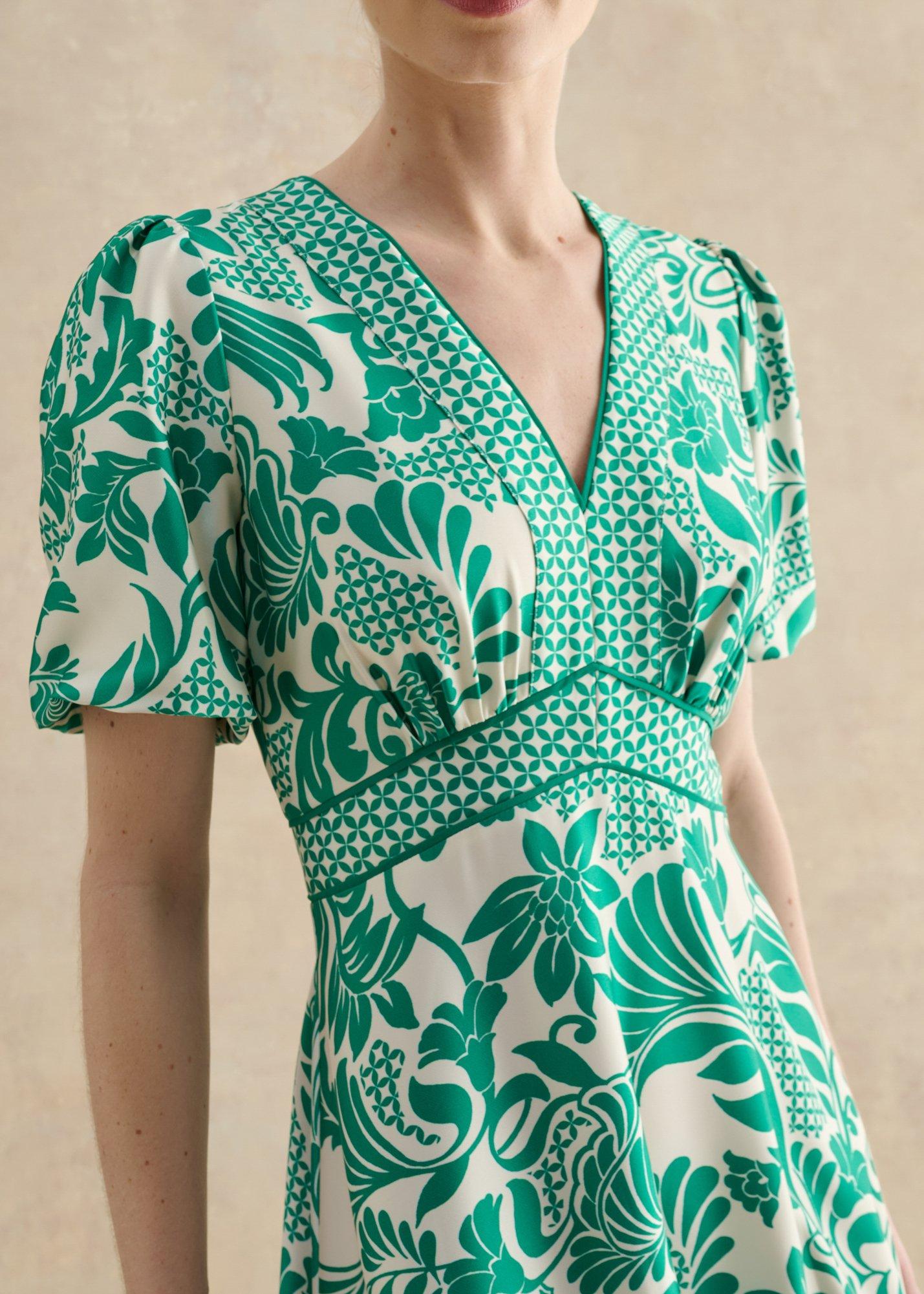 Trelissick Dress, Green Cream, hi-res