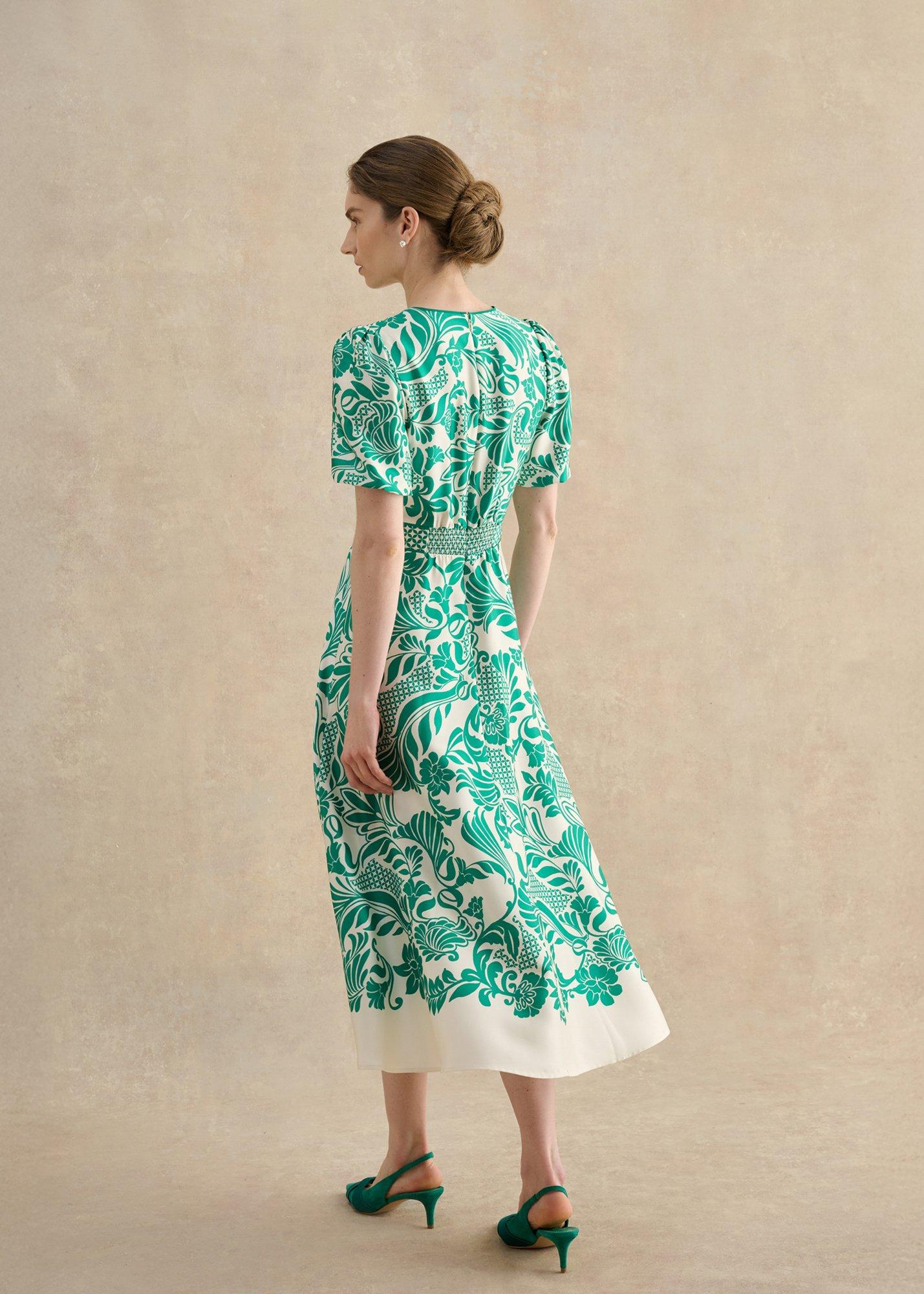 Trelissick Dress, Green Cream, hi-res
