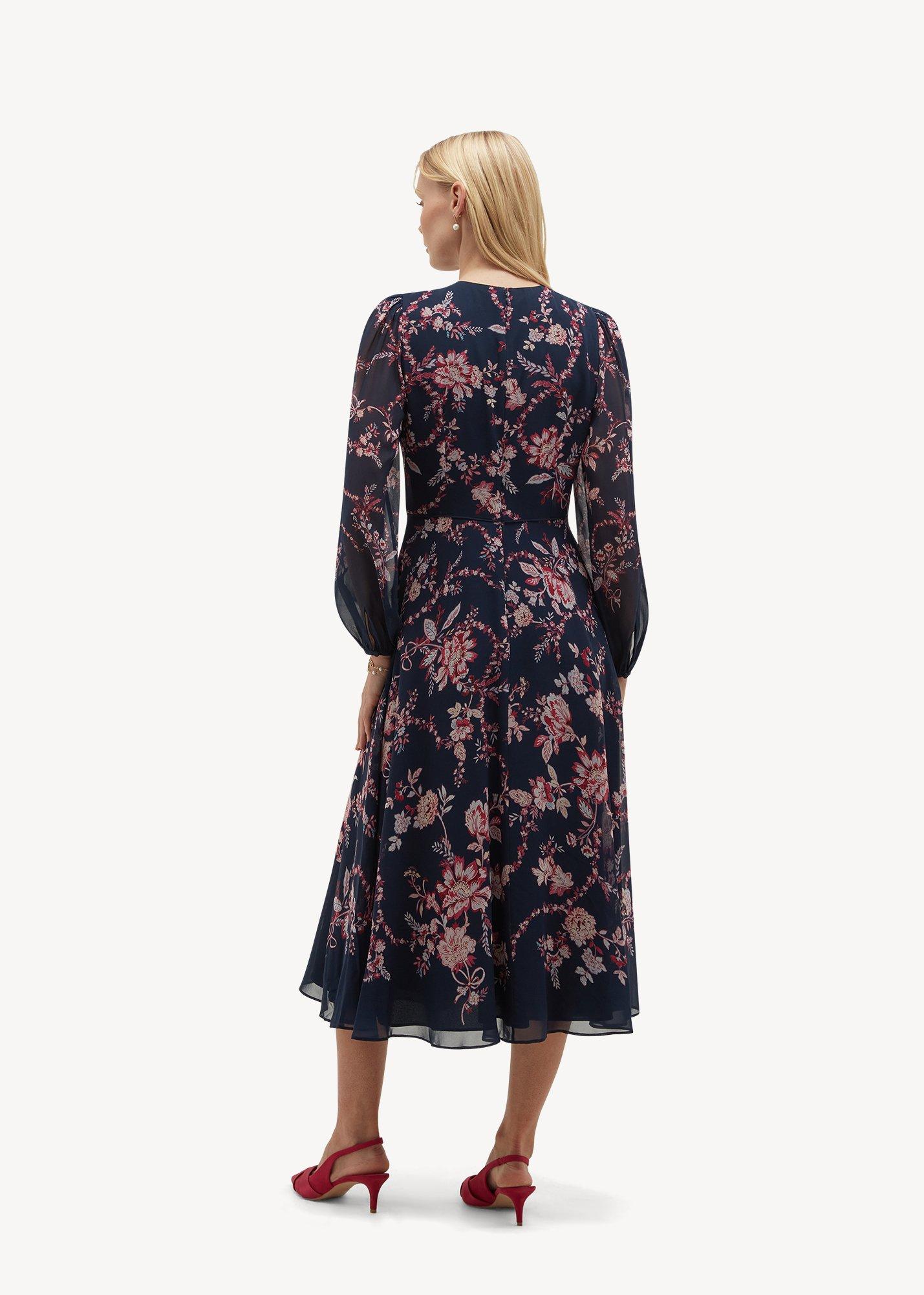 Demi Floral Silk Dress, Midnight Multi, hi-res