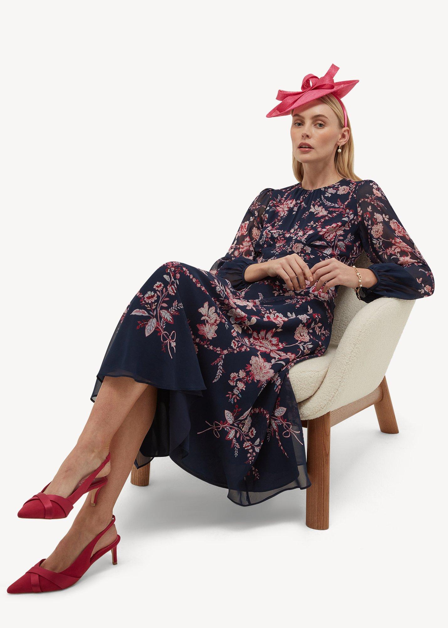 Demi Floral Silk Dress, Midnight Multi, hi-res