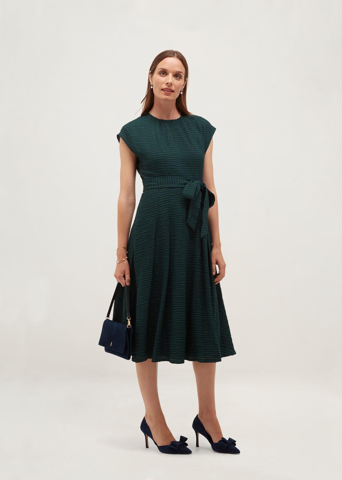 Vivienne Textured Dress, Evergreen, hi-res