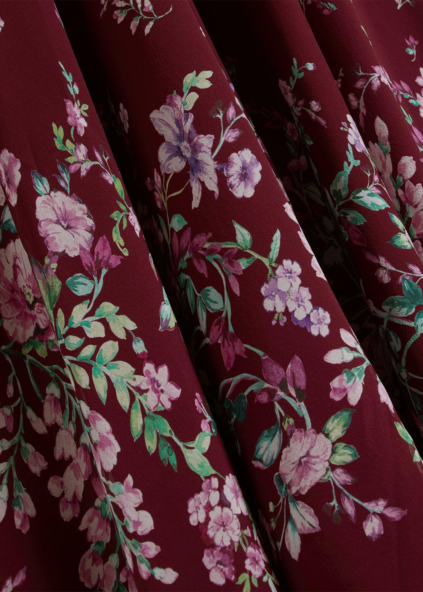 Petite Maeve Floral Silk Dress, Plum Multi, hi-res