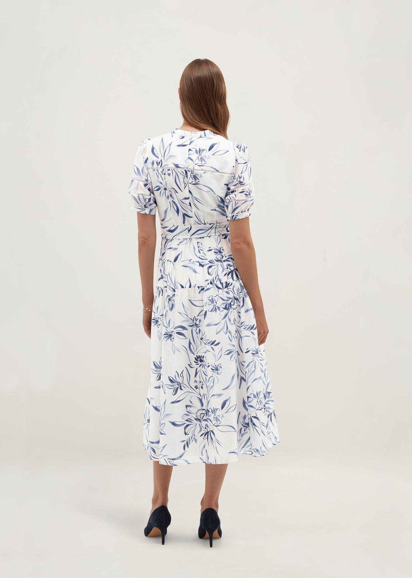 Annabella Trim Detailed Dress, Ivory Midnight, hi-res