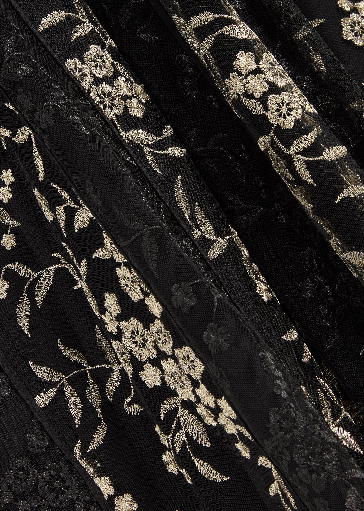 Quin Embroidered Dress, Black Gold, hi-res