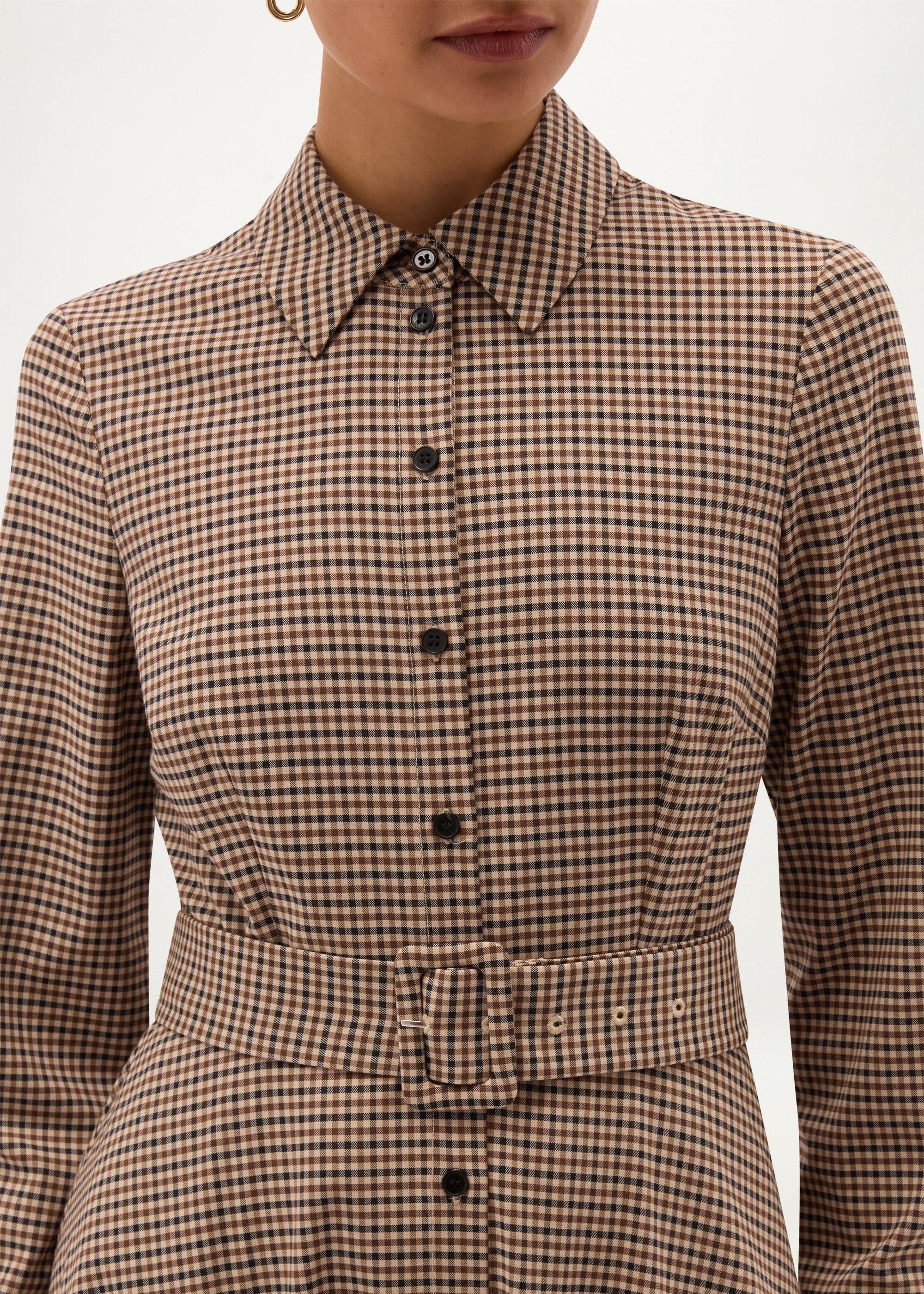 Maura Check Belted Dress, Camel Multi, hi-res