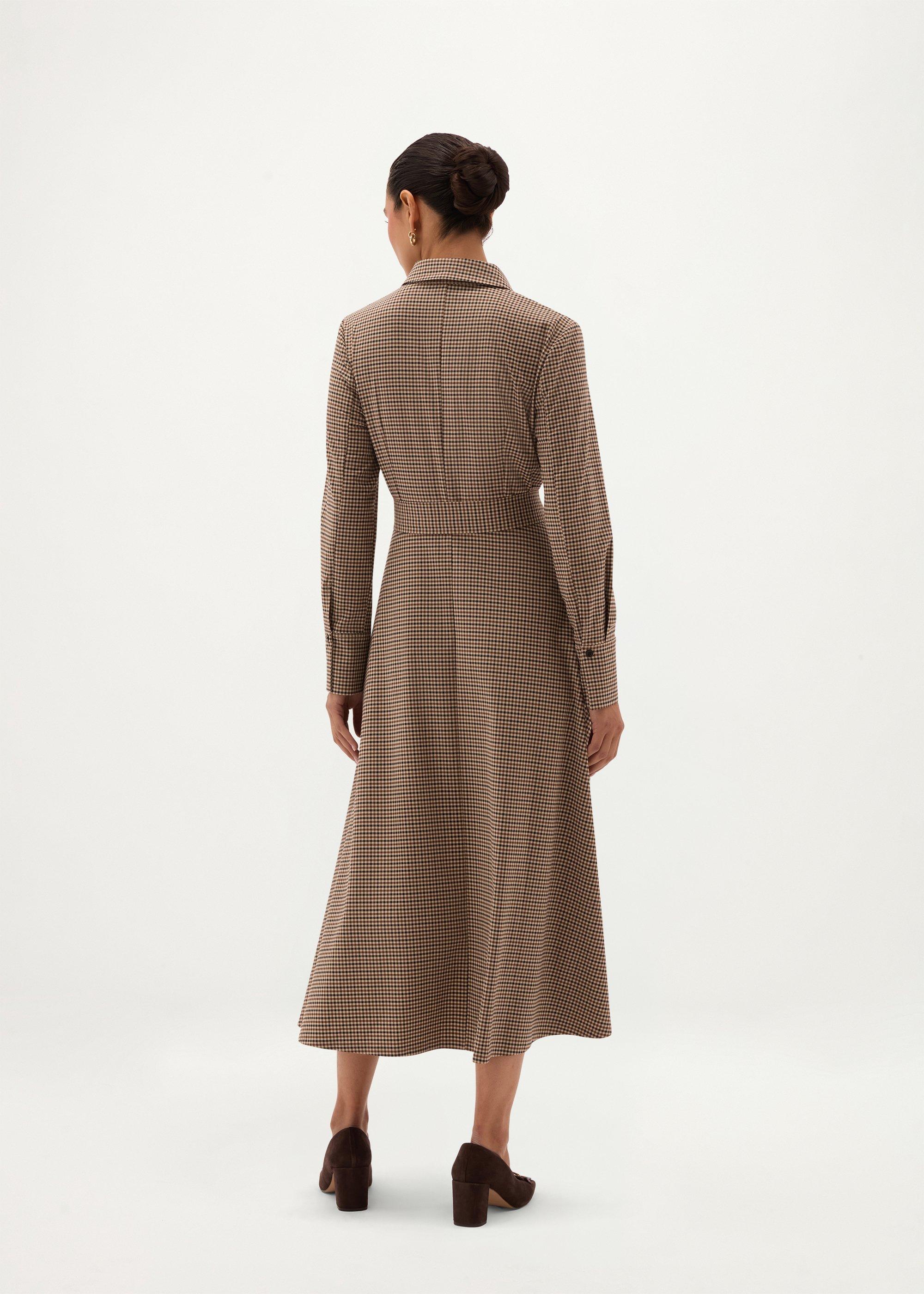 Maura Check Belted Dress, Camel Multi, hi-res