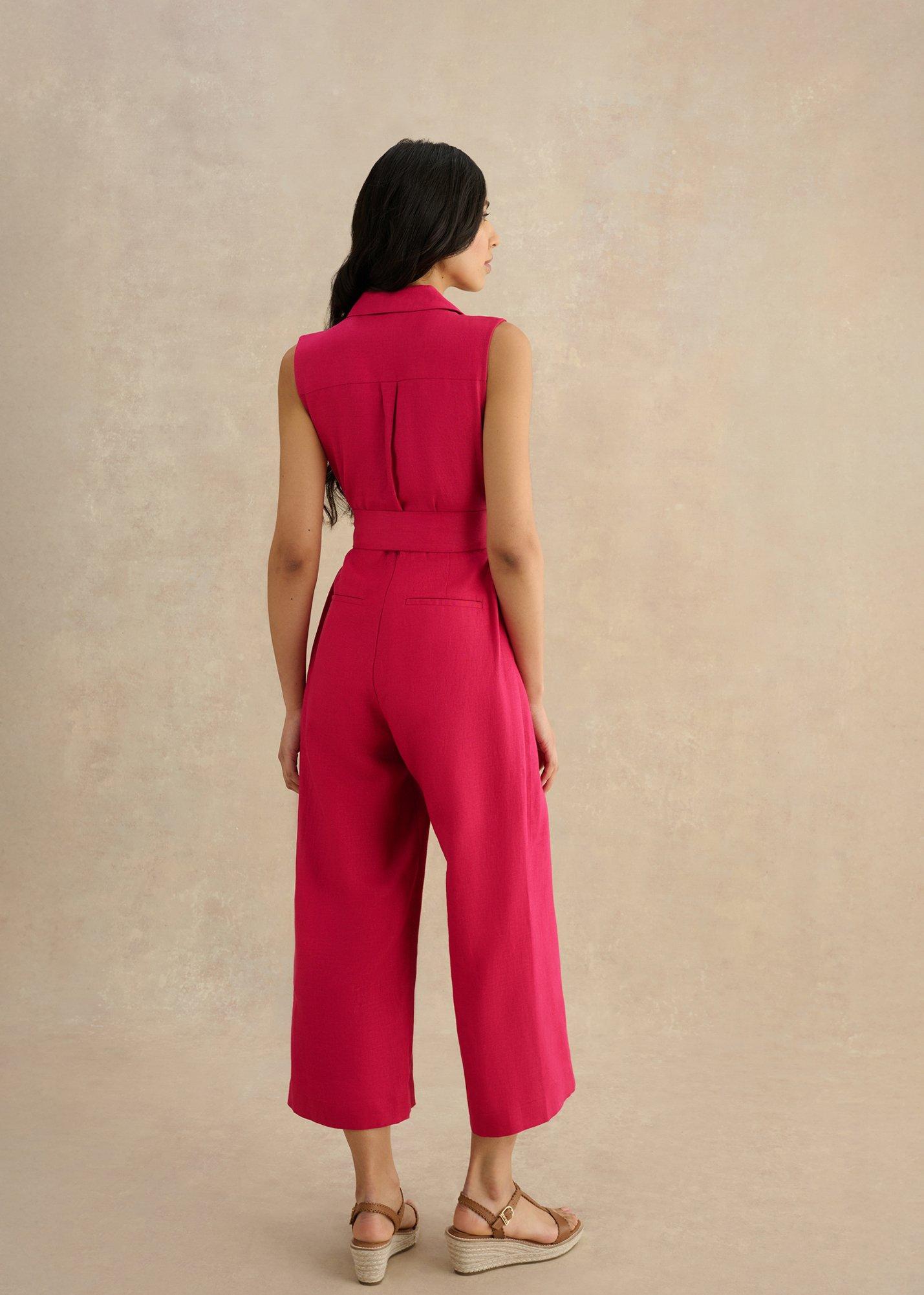 Destiny Linen Jumpsuit, Cherry Pink, hi-res