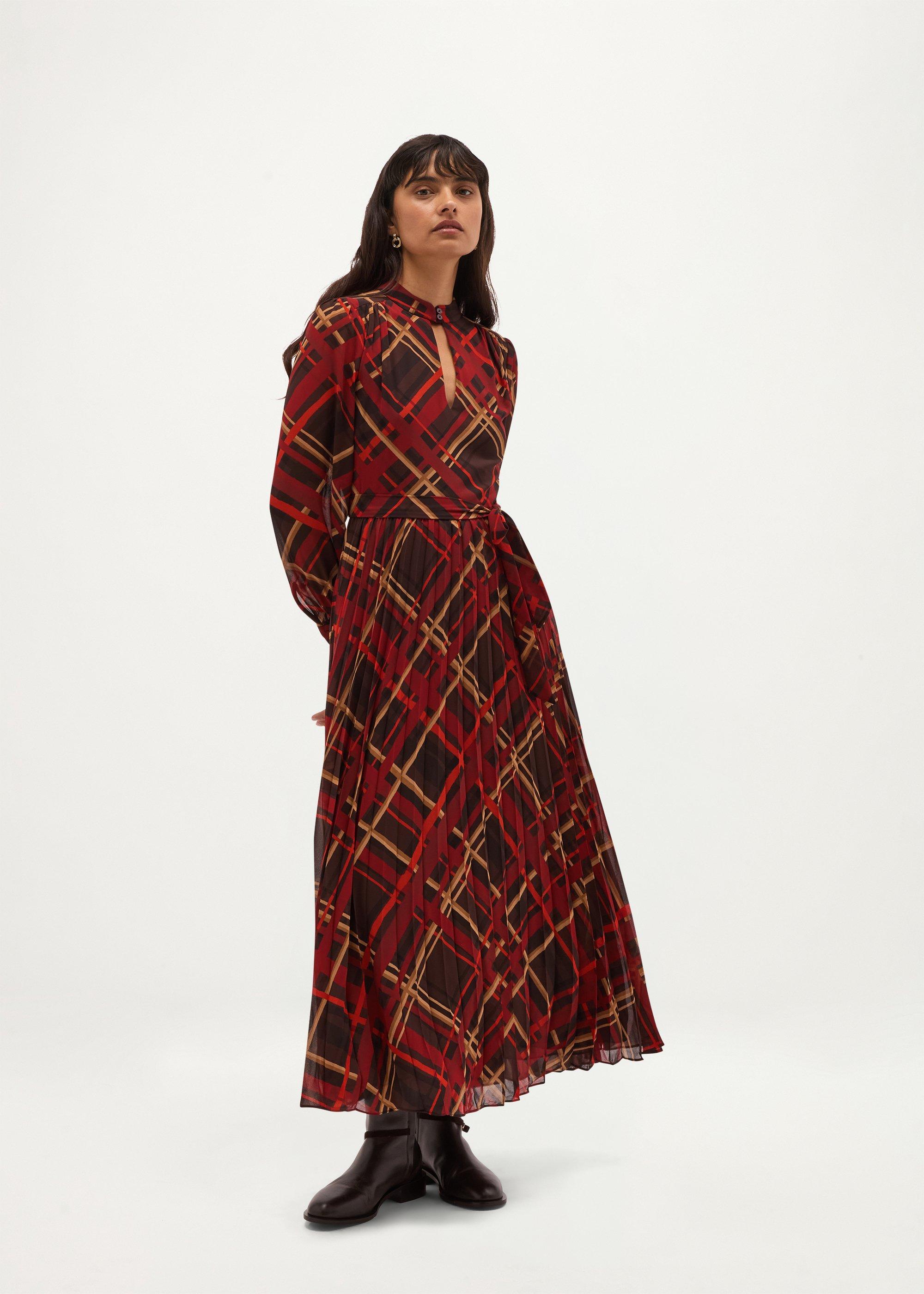 Ophelia Check Dress, Brown Multi, hi-res