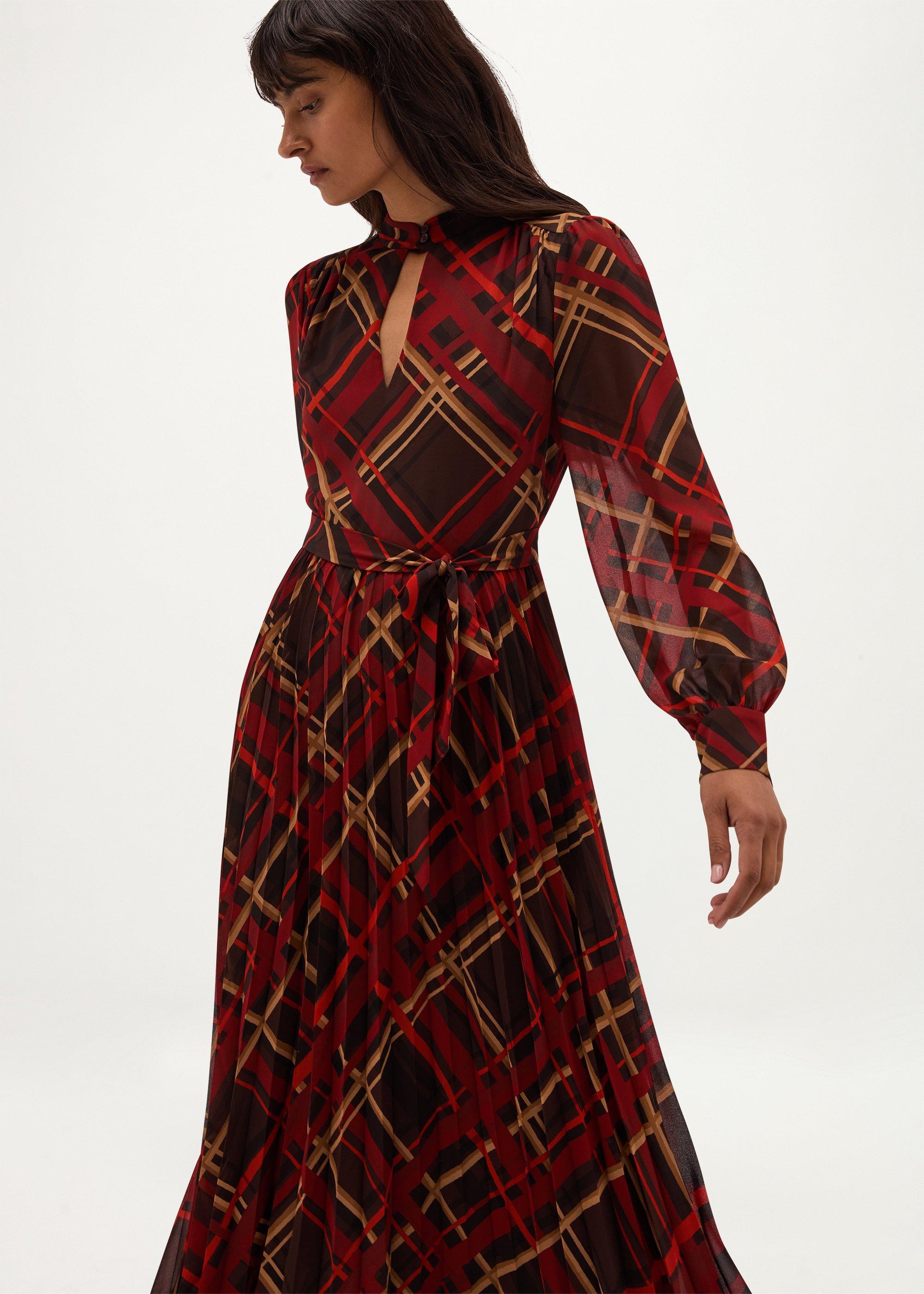 Ophelia Check Dress, Brown Multi, hi-res