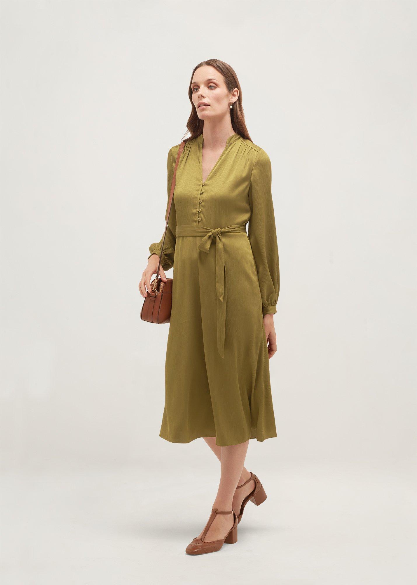 Katia Textured Dress, Khaki Green, hi-res