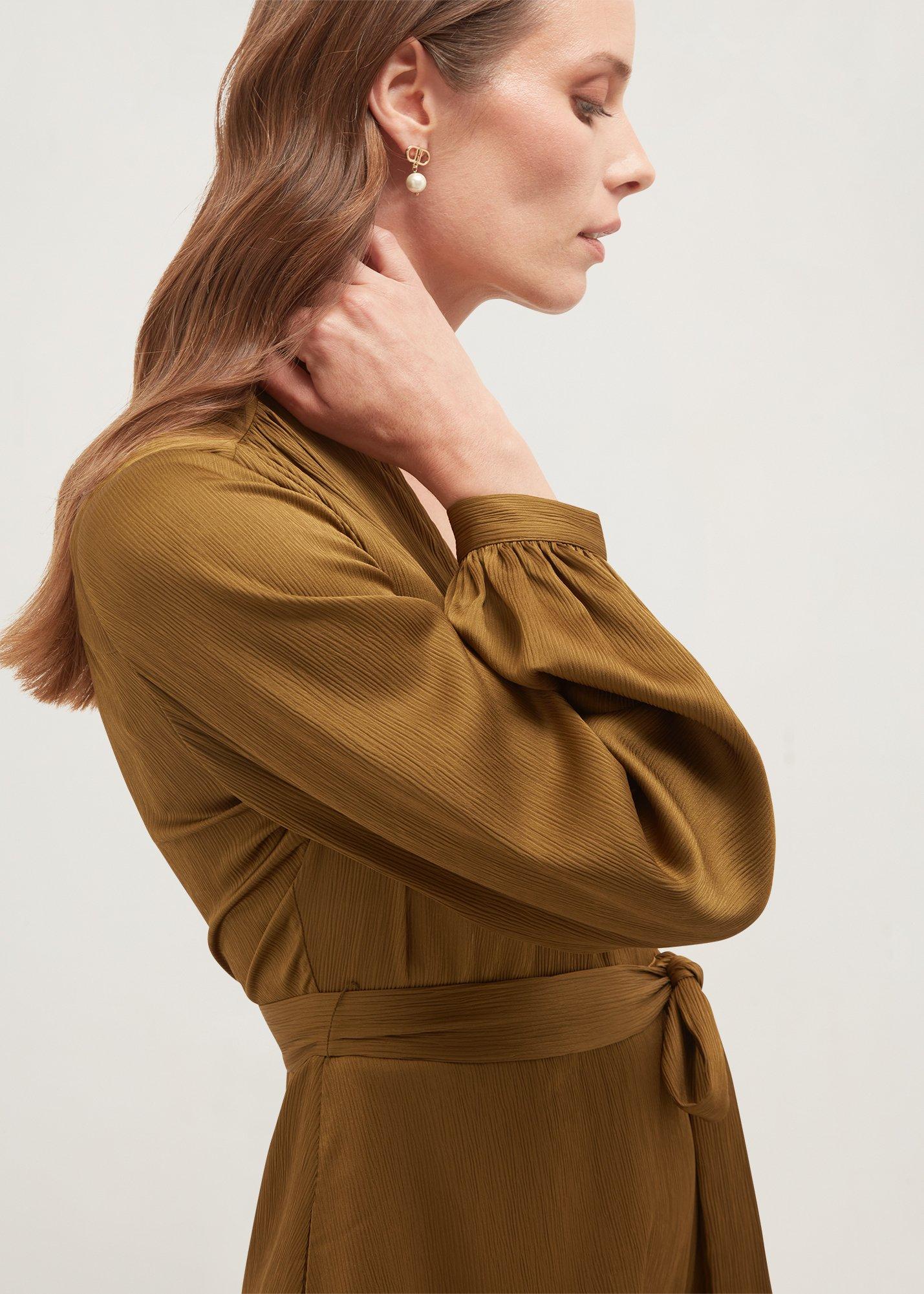 Petite Katia Textured Dress, Khaki Green, hi-res